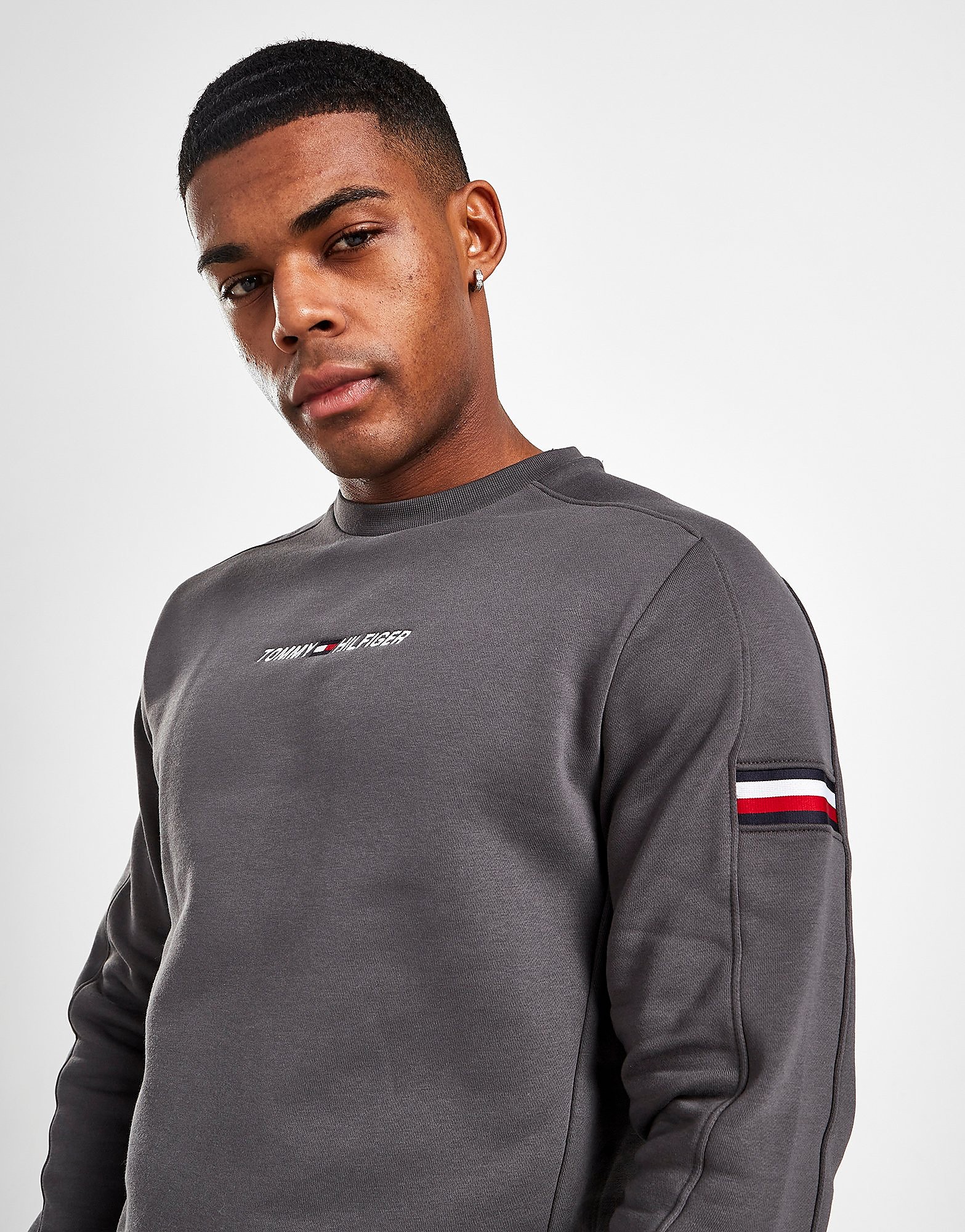 

Tommy Hilfiger Tri Tape Crew Sweatshirt - Only at JD - Grey - Mens, Grey