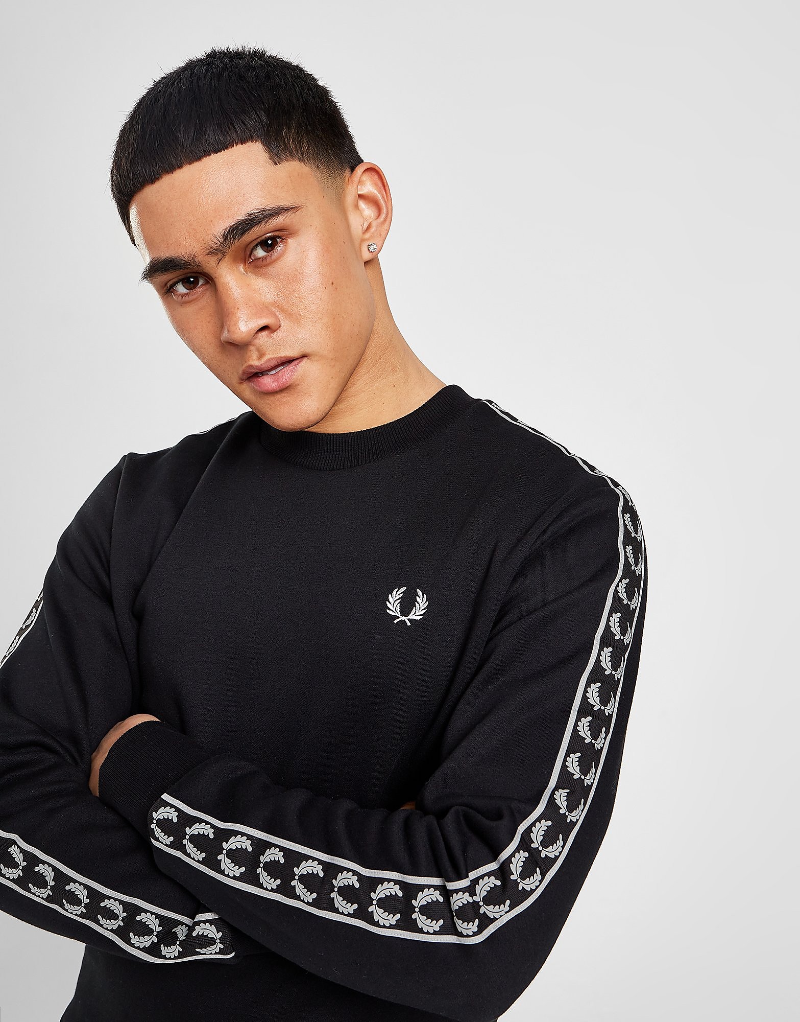 

Fred Perry Tonal Tape Crew Sweatshirt - Only at JD - Black - Mens, Black