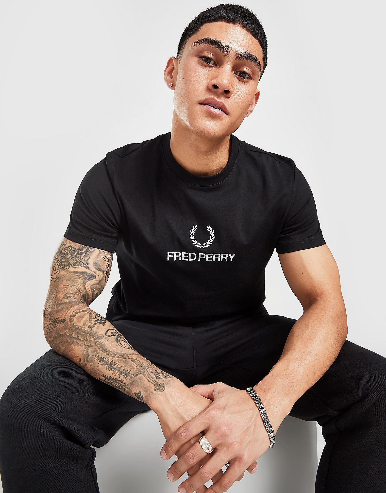 

Fred Perry Global Stack Logo T-Shirt - Only at JD - Black, Black