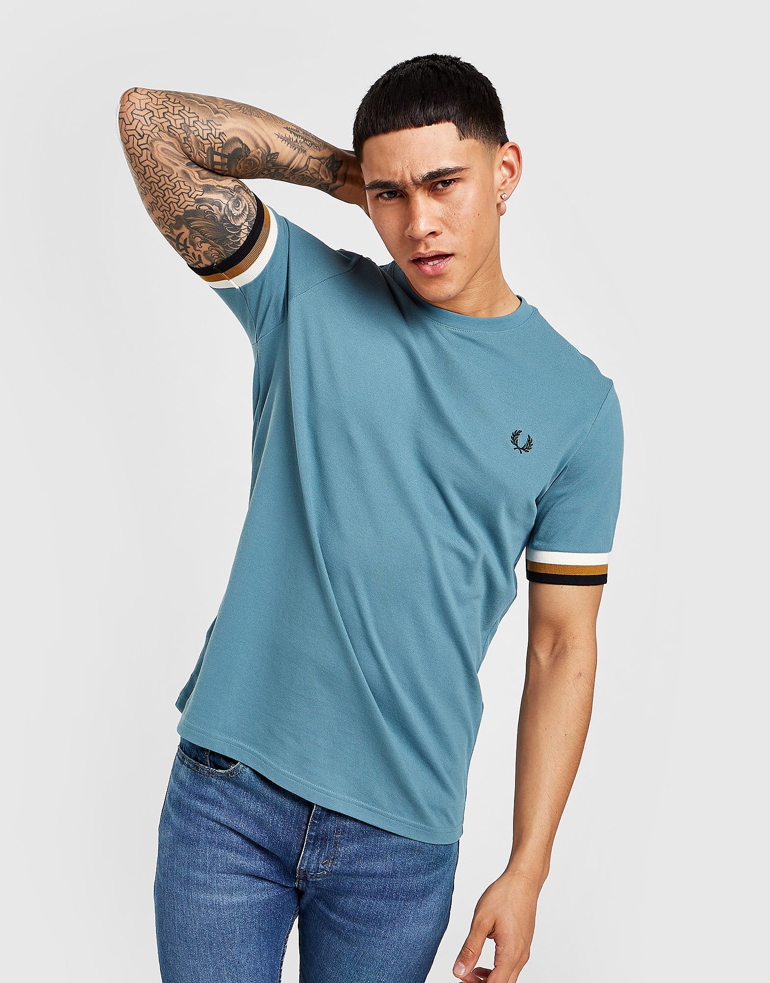 

Fred Perry Stripe Cuff T-Shirt - Blue, Blue