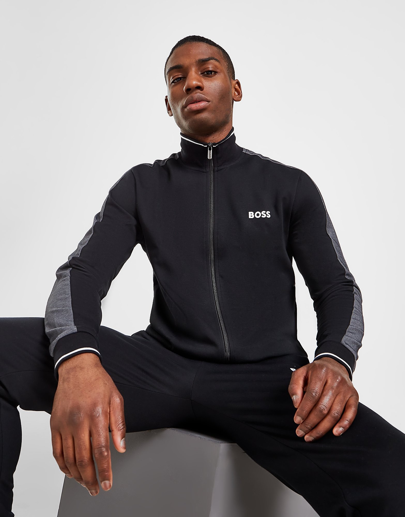 

BOSS Pique Tip Track Top - Black - Mens, Black