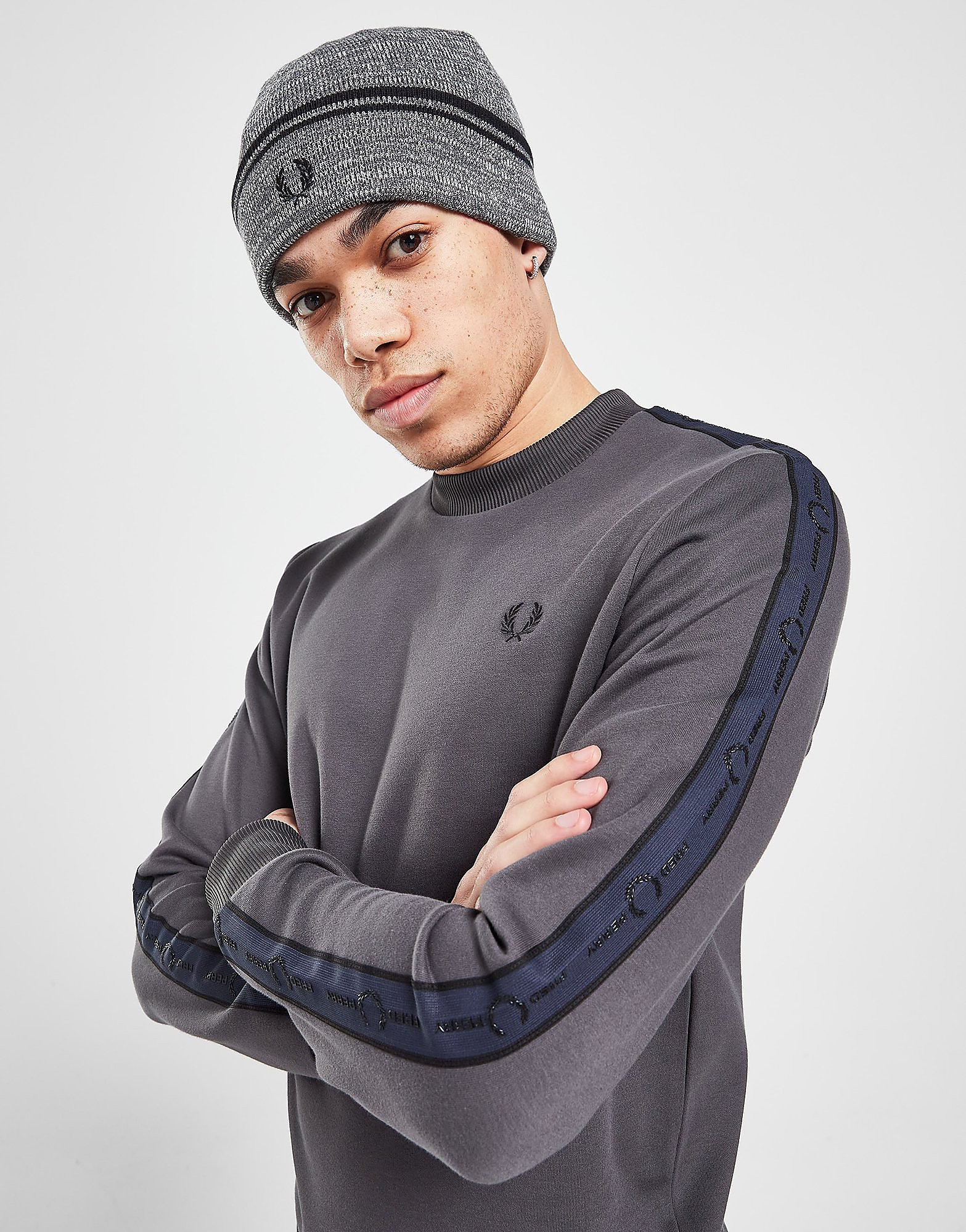 

Fred Perry Tape Crew Sweatshirt - Grey - Mens, Grey