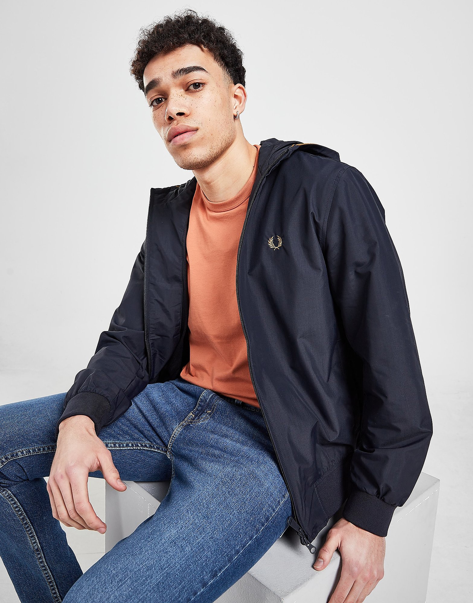 

Fred Perry Hooded Brentham Lightweight Jacket - Blue - Mens, Blue