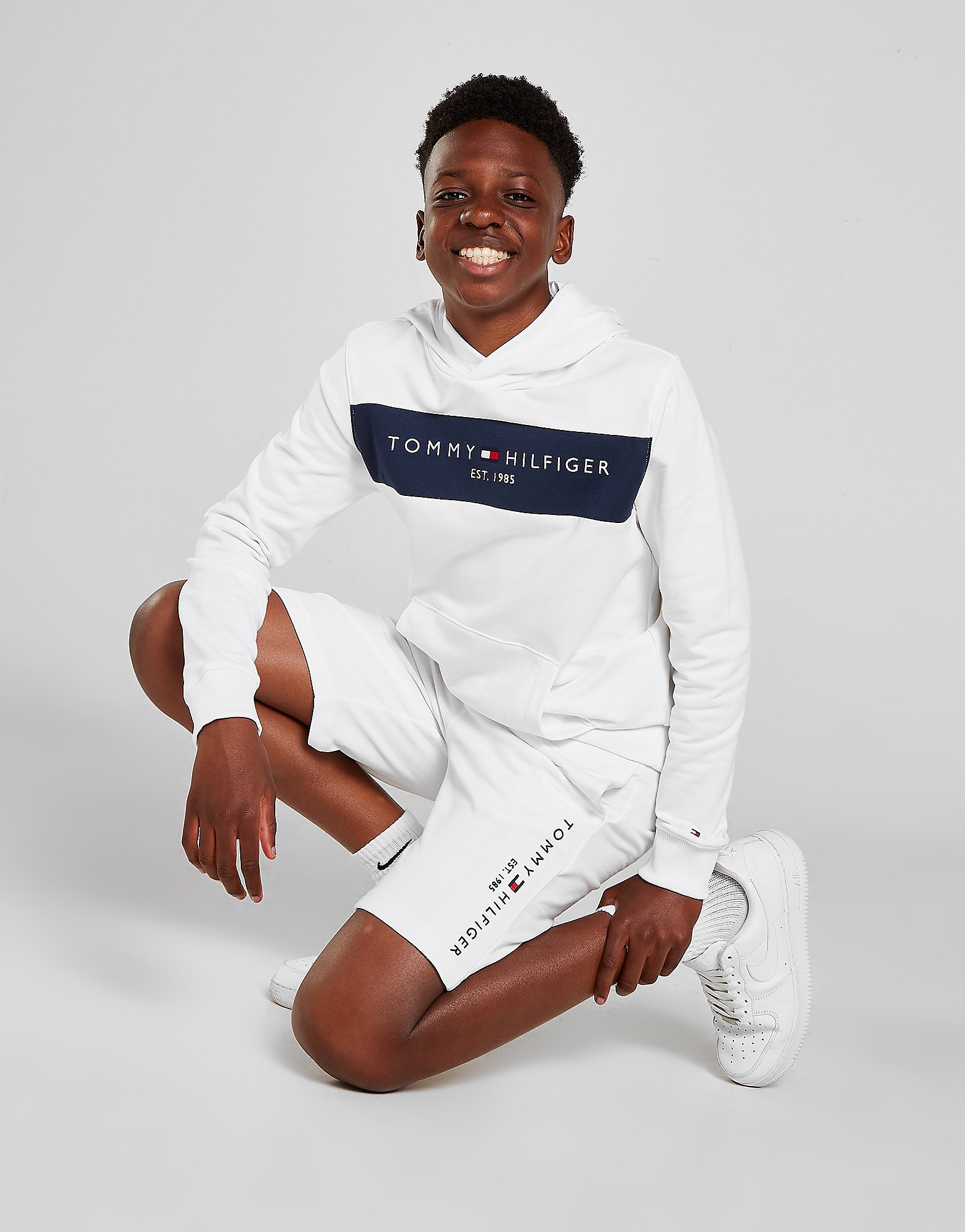 

Tommy Hilfiger Overhead Hoodie/Shorts Set Junior - White - Kids, White