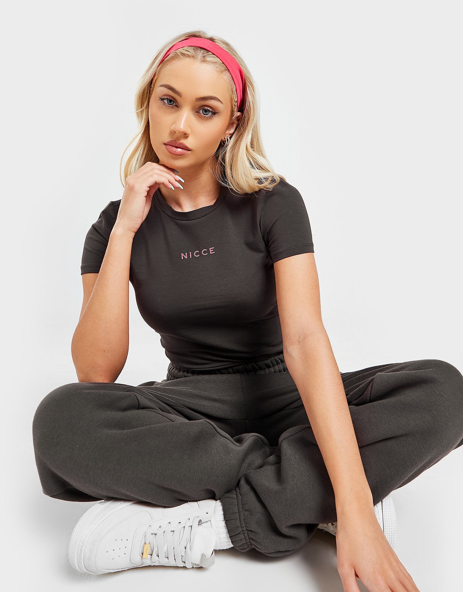 

Nicce Small Logo Slim T-Shirt - Only at JD - Grey/D'GRY - Womens, Grey/D'GRY