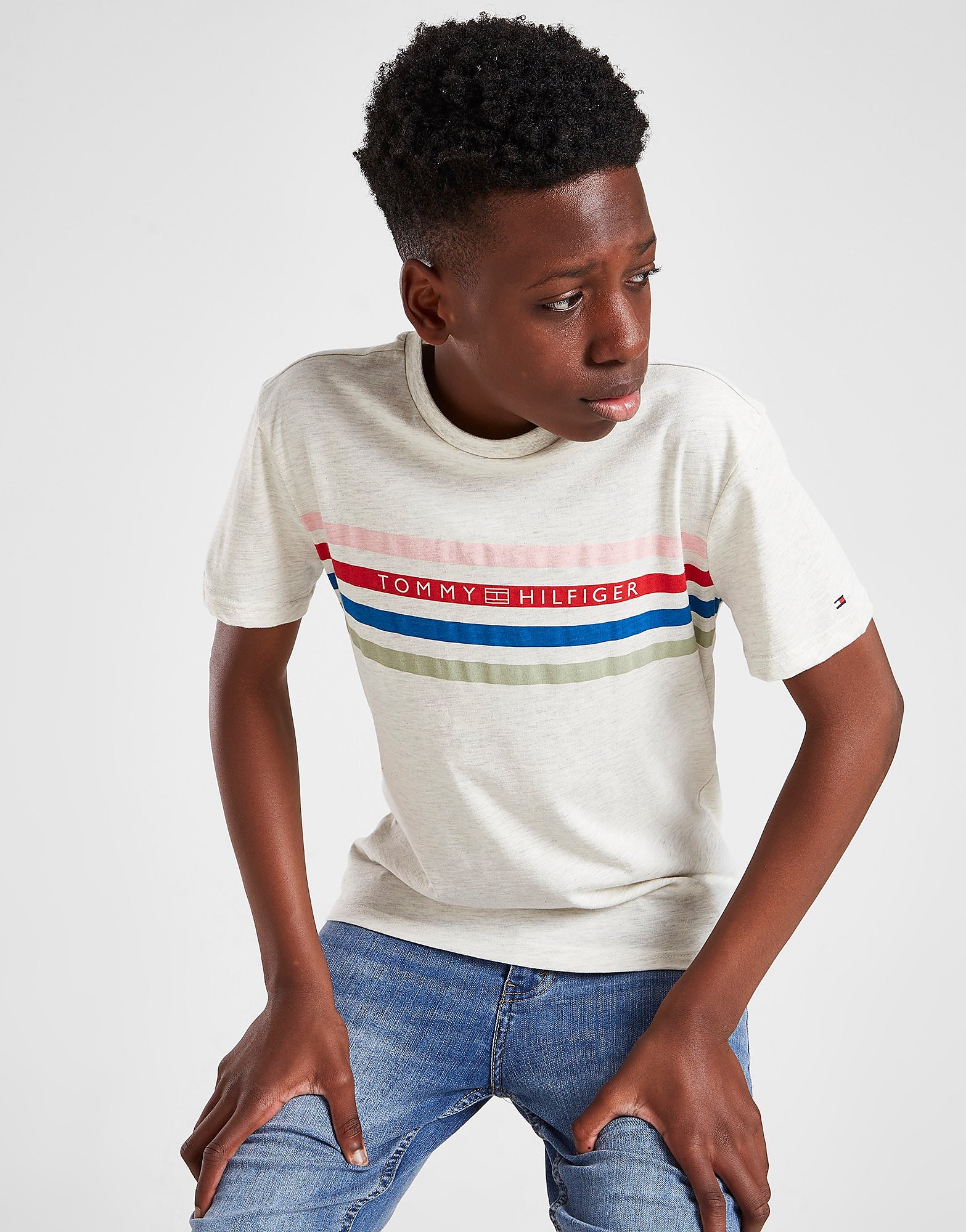 

Tommy Hilfiger Printed Stripe T-Shirt Junior - White - Kids, White