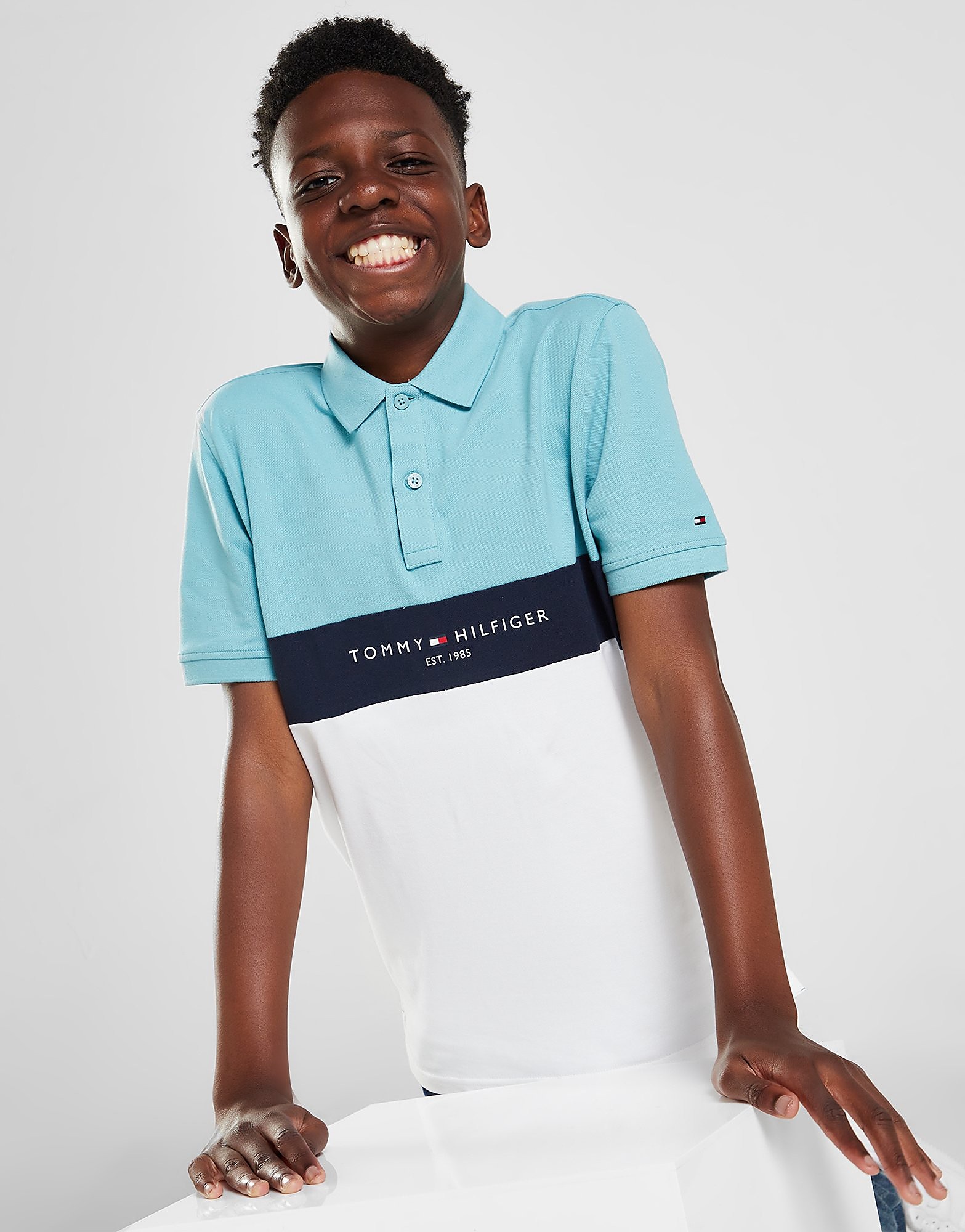 

Tommy Hilfiger Cut & Sew Polo Shirt Junior - Blue/White - Kids, Blue/White