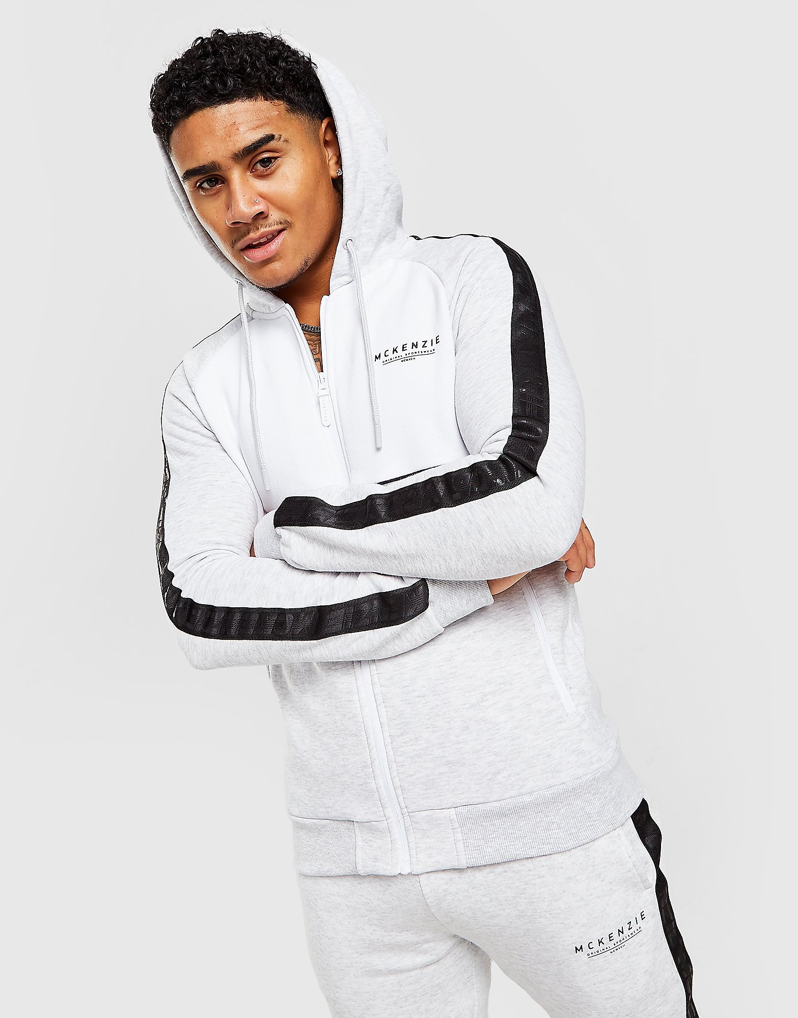 

McKenzie Emmet Tape Fleece Full Zip Hoodie - Only at JD - Grey - Mens, Grey