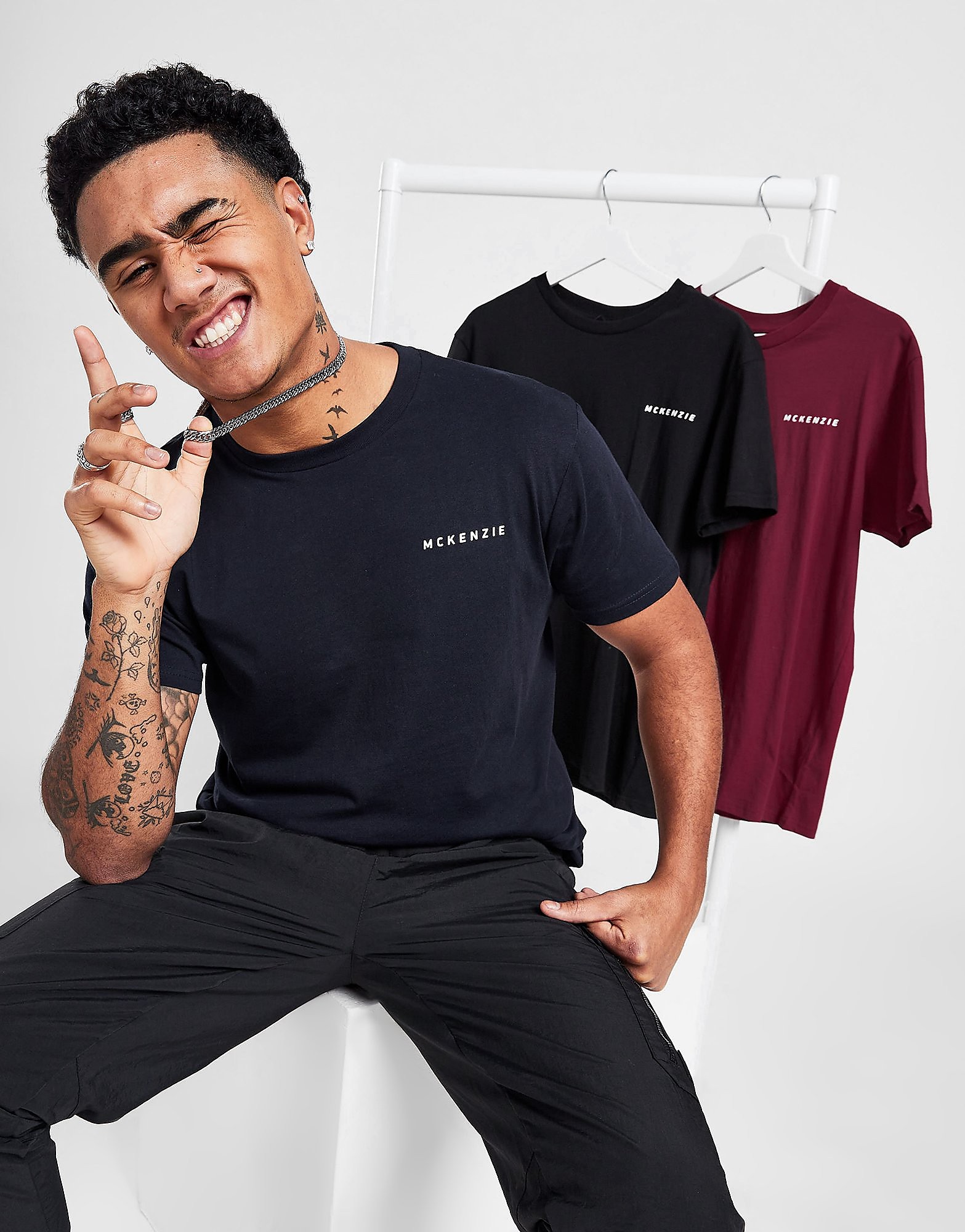 

McKenzie 3-Pack Essential T-Shirts - Only at JD - Black/Red - Mens, Black/Red