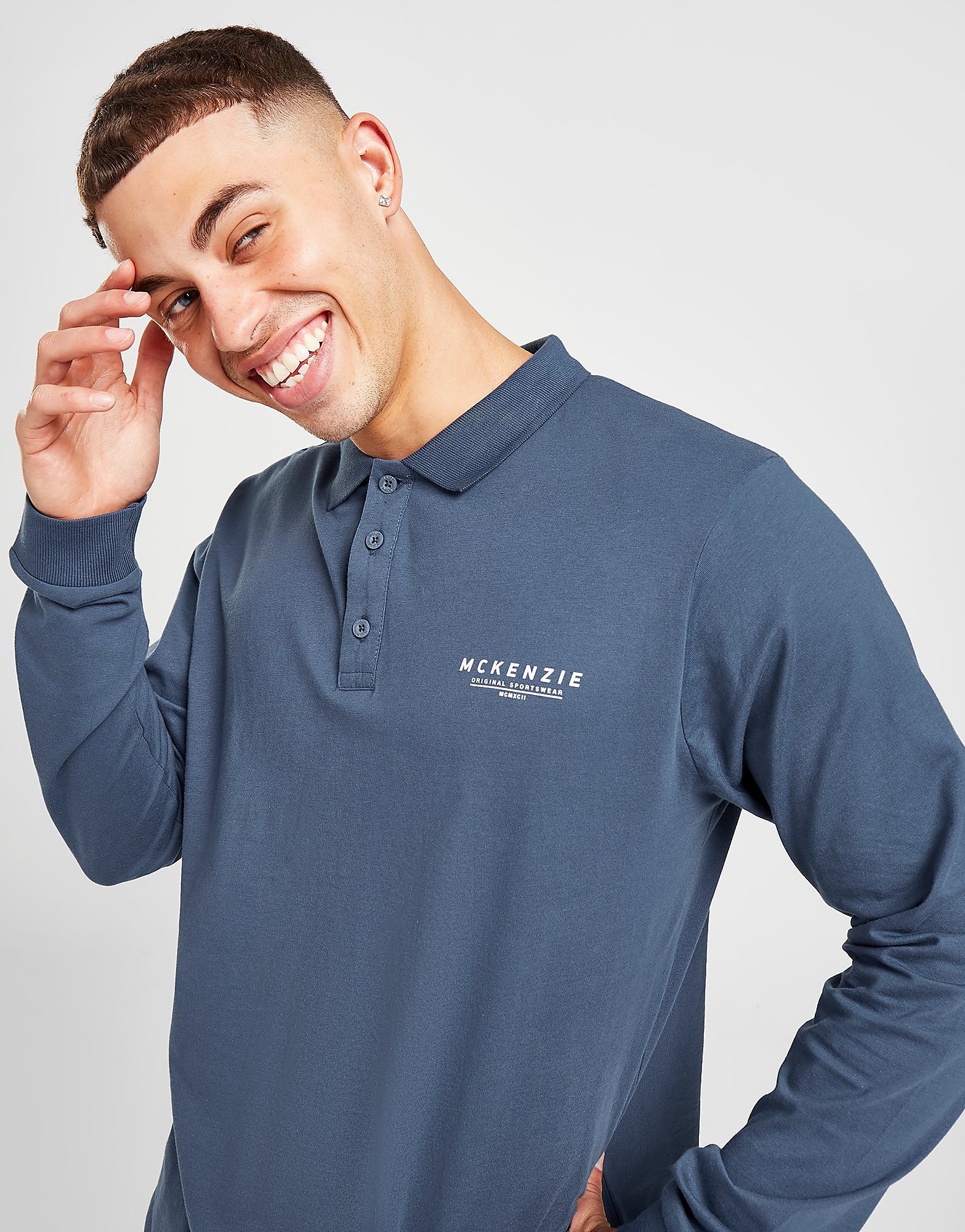 

McKenzie Essential Long Sleeve Polo Shirt - Only at JD - Blue - Mens, Blue