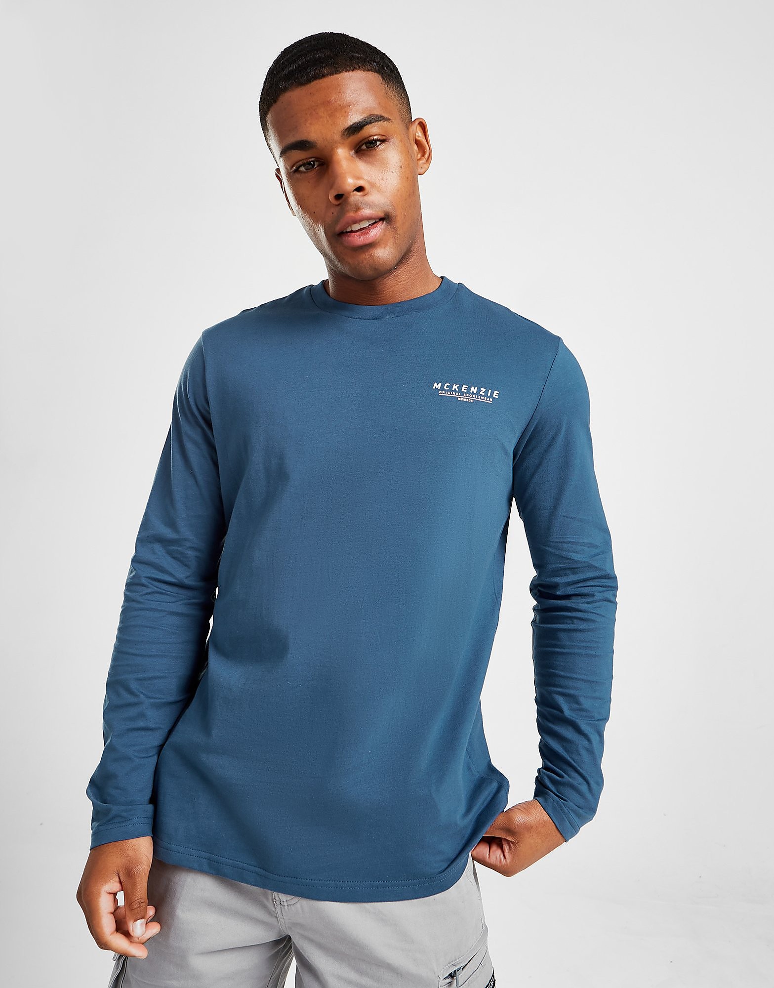 

McKenzie Essential Long Sleeve Logo T-Shirt - Only at JD - Blue, Blue
