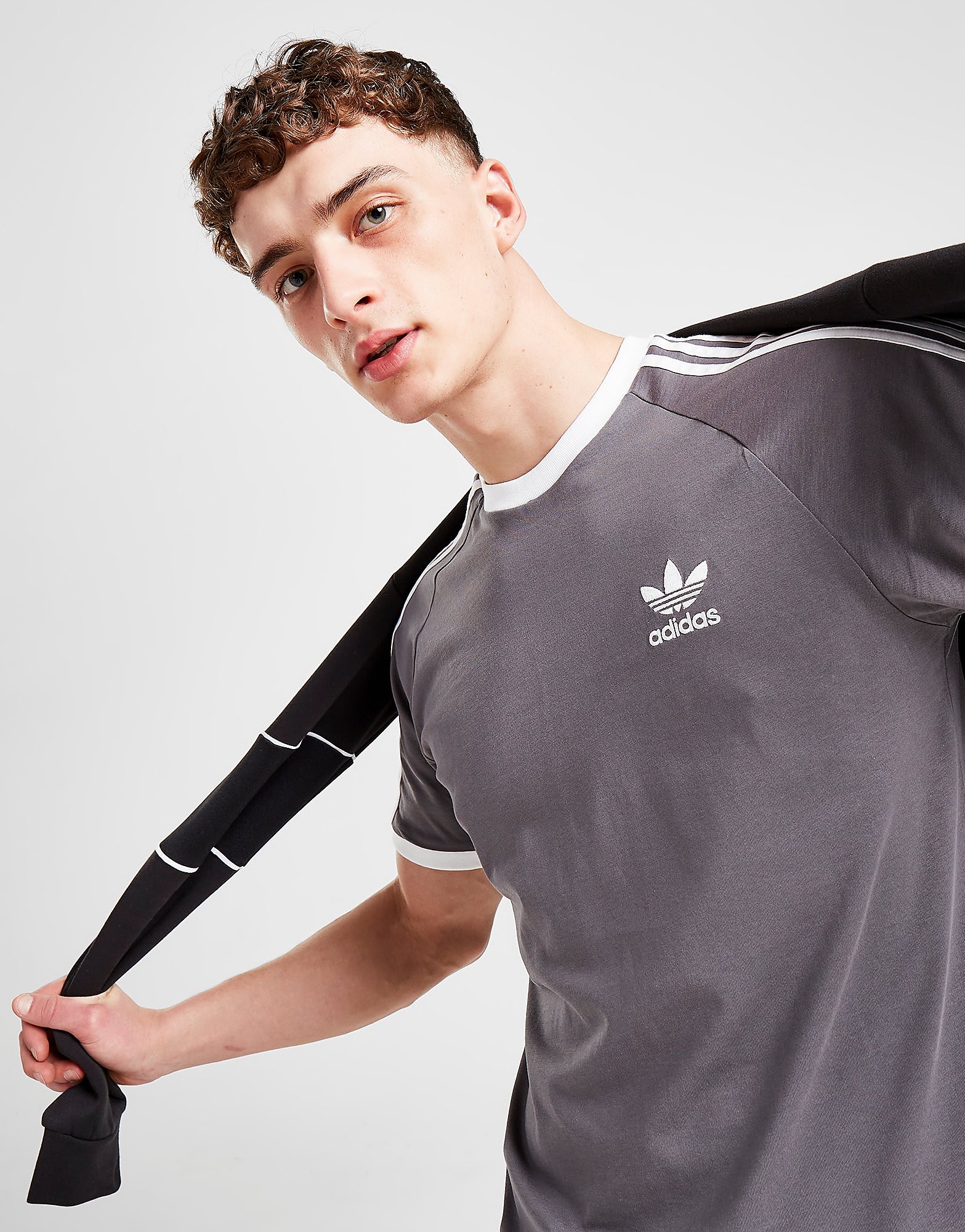 

adidas Originals 3-Stripes California Short Sleeve T-Shirt - Only at JD - Grey, Grey