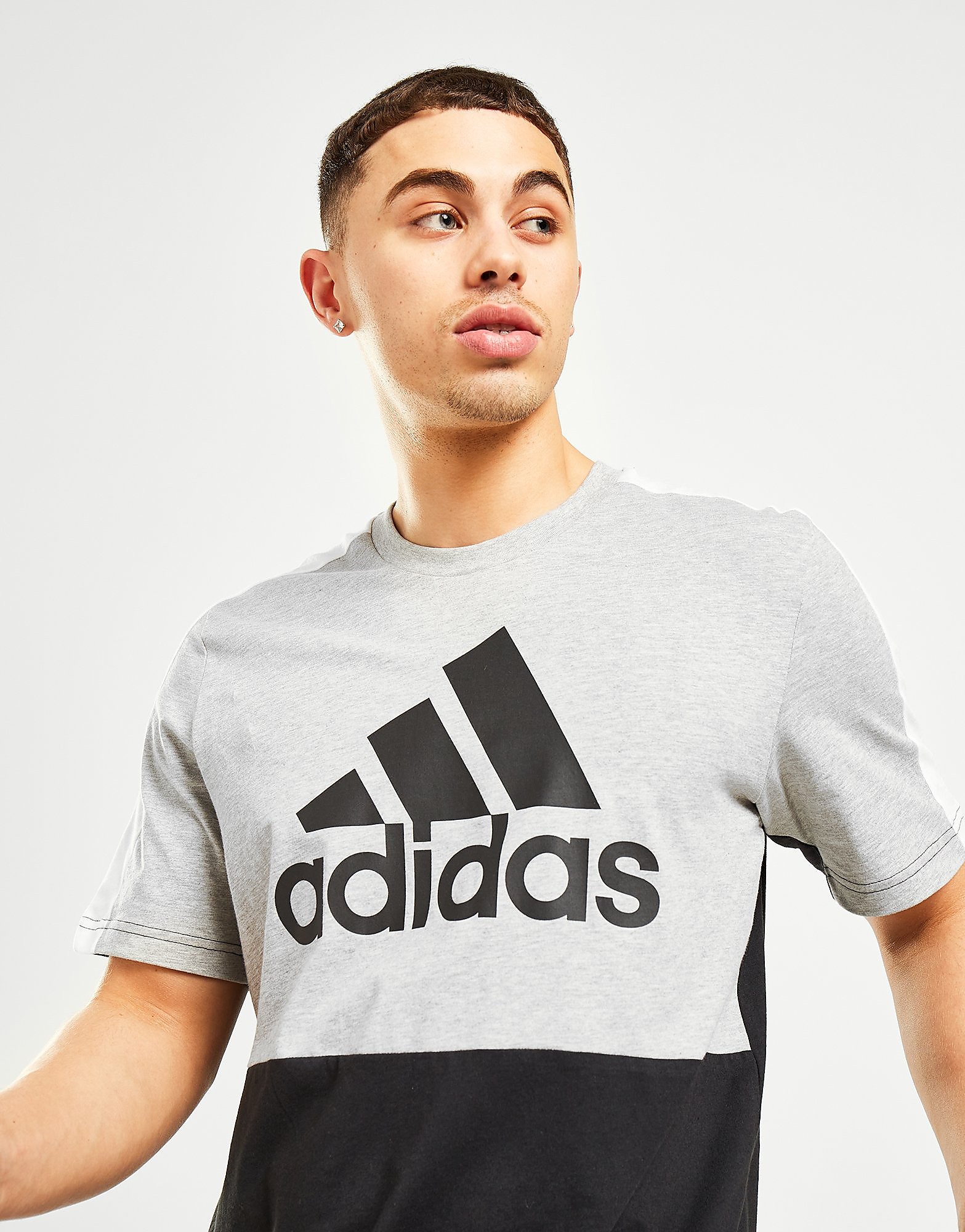 

adidas Colour Block T-Shirt - Medium Grey Heather / Black, Medium Grey Heather / Black