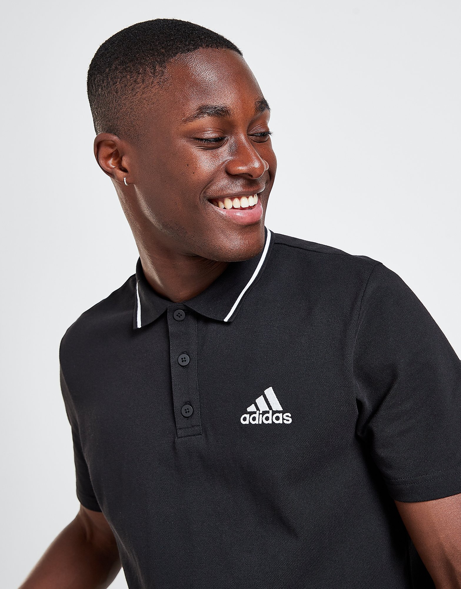 

adidas Badge of Sport Tipped Polo Shirt - Black / White - Mens, Black / White
