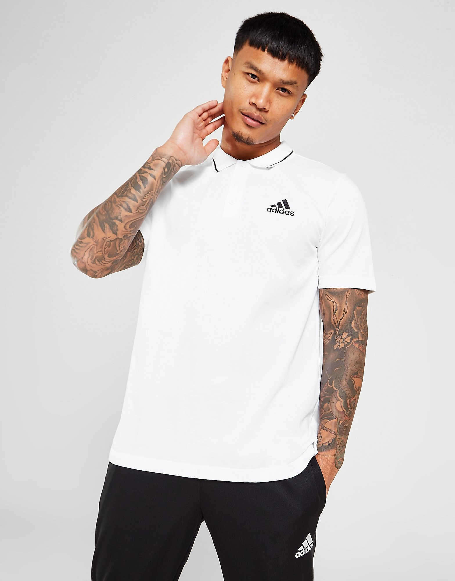 

adidas Badge of Sport Tipped Polo Shirt - White / Black - Mens, White / Black