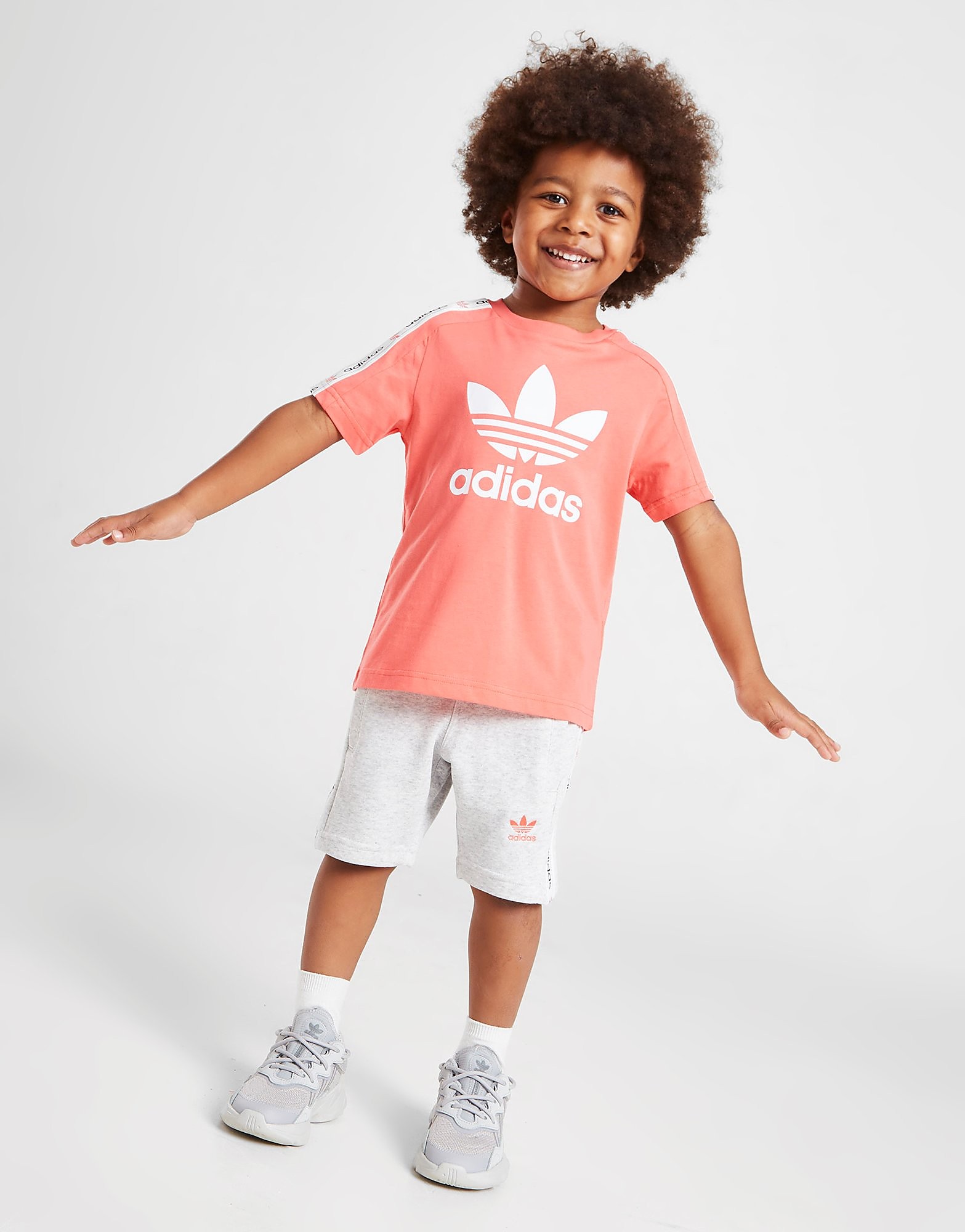 

adidas Originals Tape T-Shirt/Shorts Set Children - Only at JD - Pink - Kids, Pink