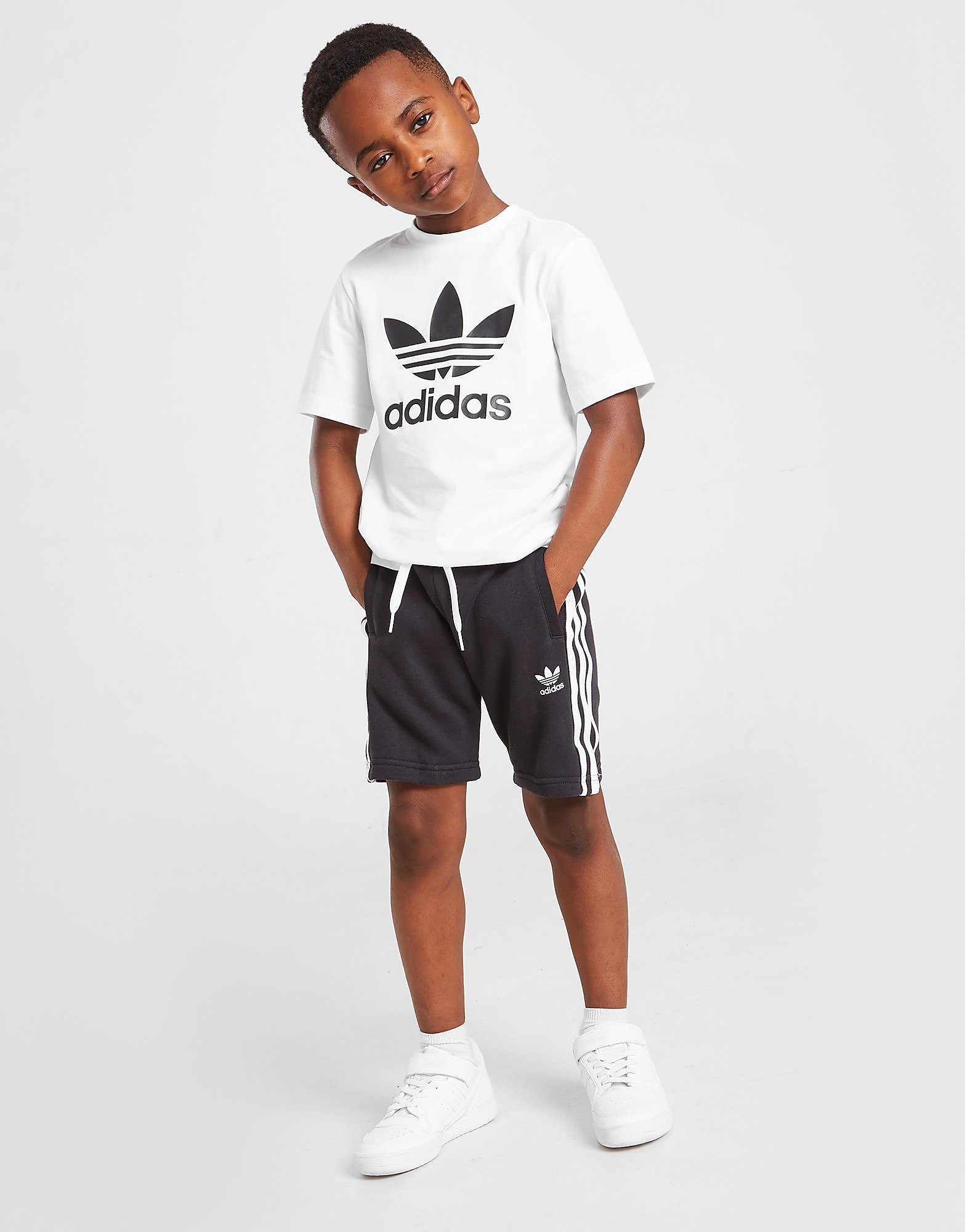 

adidas Originals Trefoil T-Shirt/Shorts Set Children - White / Black - Kids, White / Black