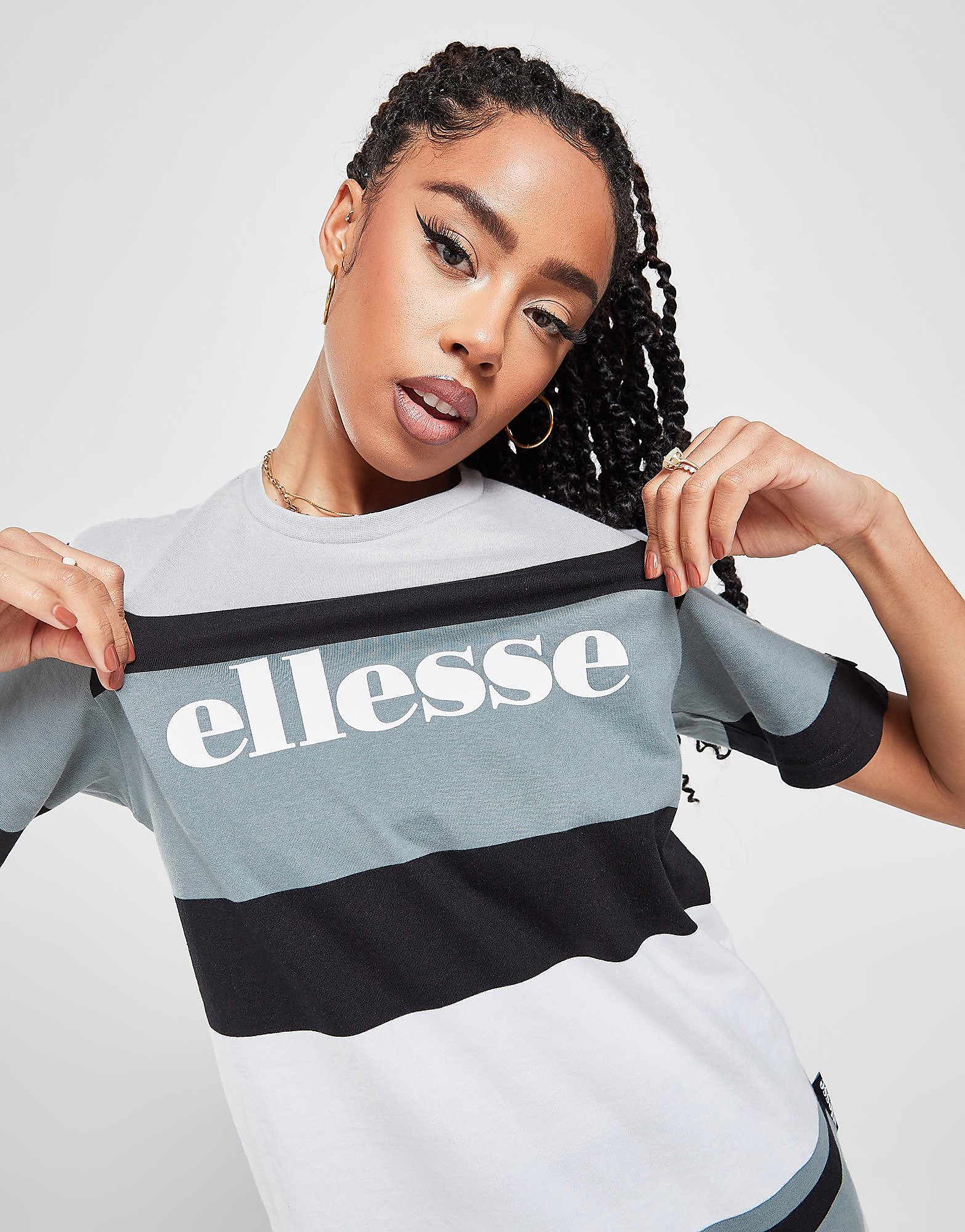

Ellesse Stripe Boyfriend T-Shirt - Green/White - Womens, Green/White