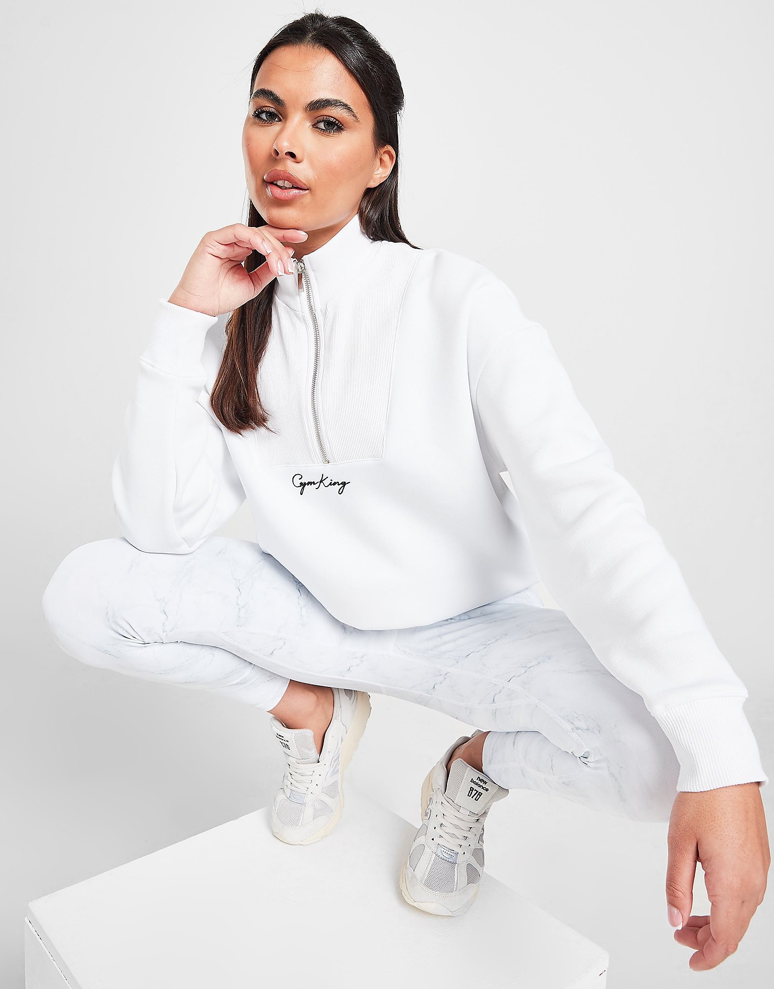 

Gym King Impact 1/4 Zip Fleece Top - White - Womens, White