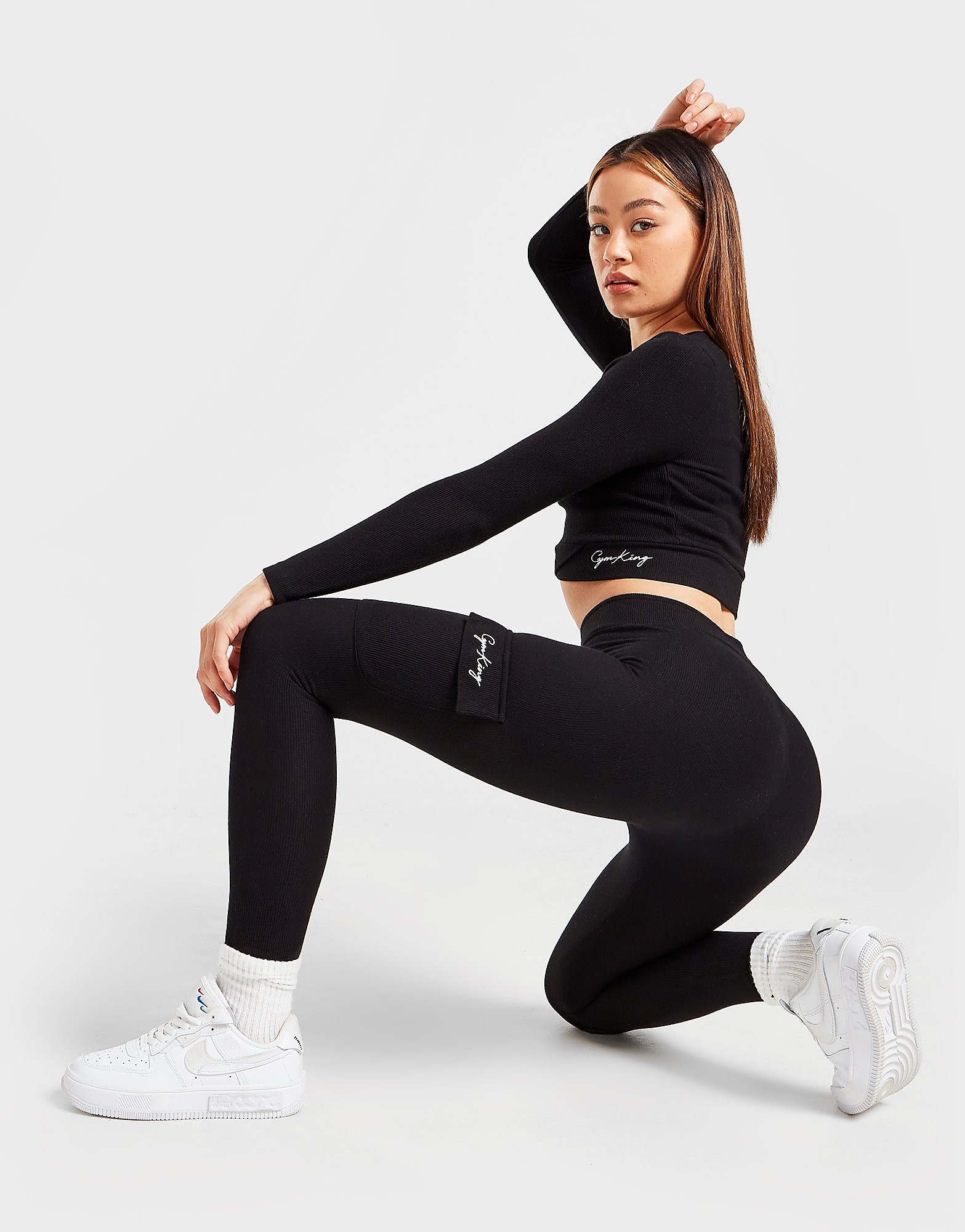 

Gym King Ribbed Cross Leggings - Black - Womens, Black