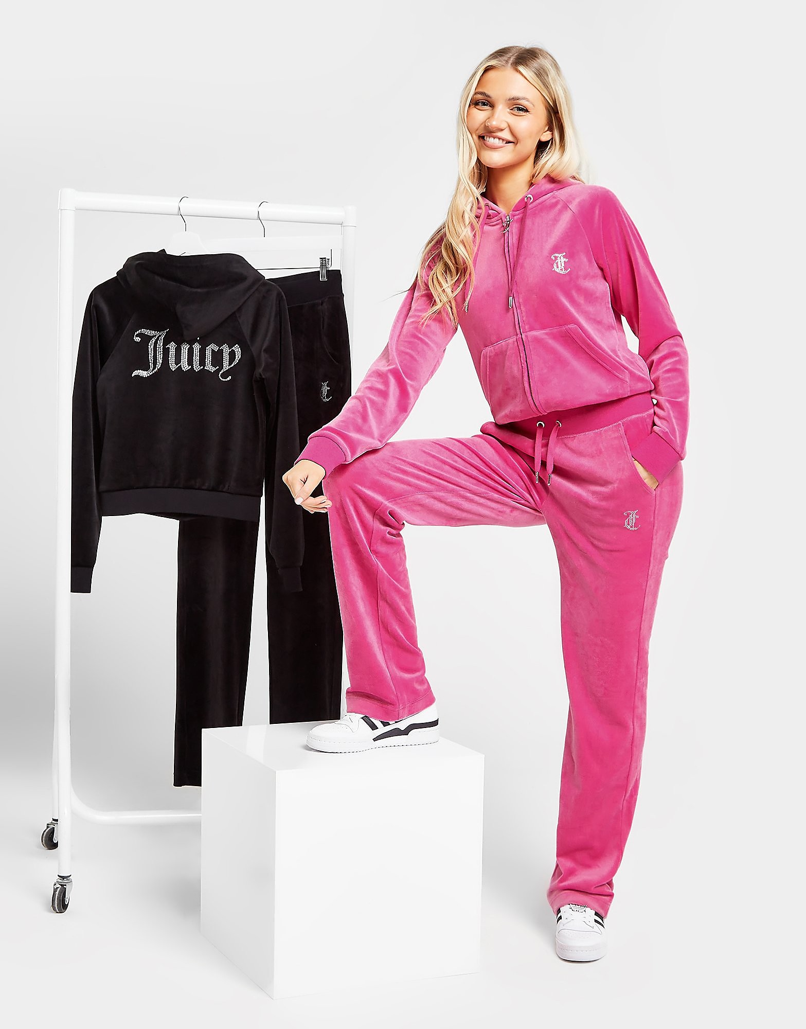 

JUICY COUTURE Diamante Velour Track Pants - Only at JD - Pink - Womens, Pink