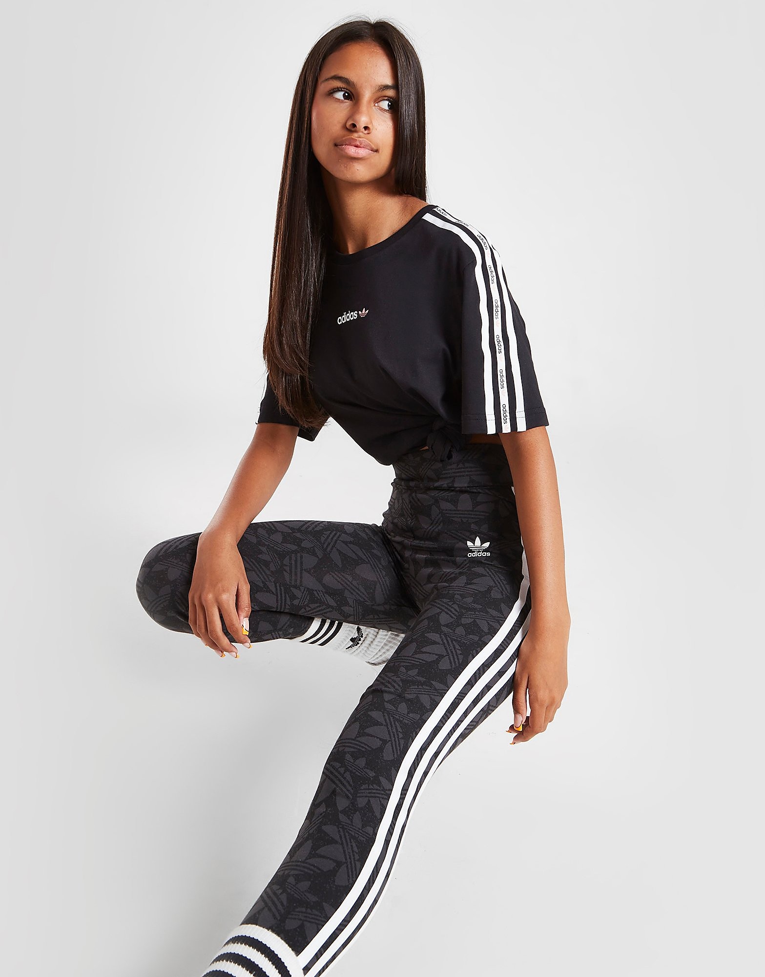 

adidas Originals LEGGINGS - Only at JD - Carbon / Black / White/HW - Kids, Carbon / Black / White/HW