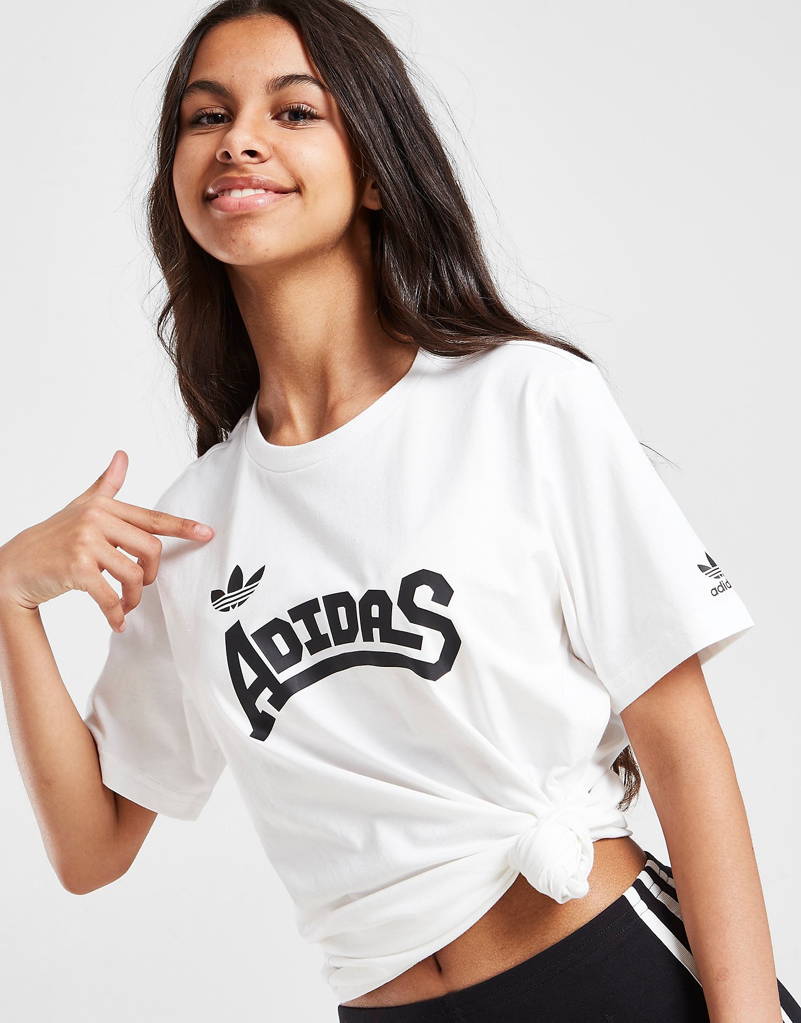 

adidas Originals Girls' Graphic T-Shirt Junior - White / Black - Kids, White / Black