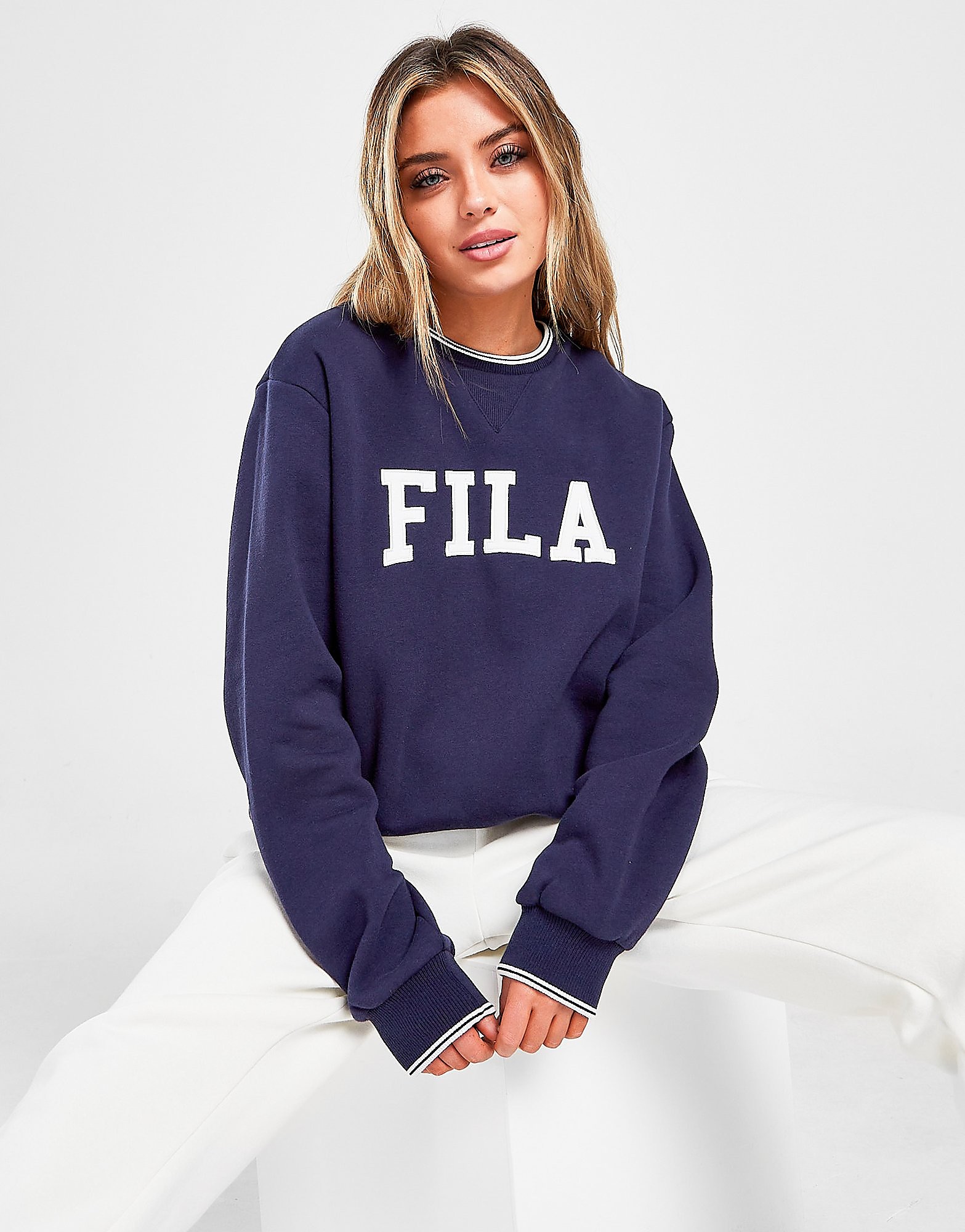 

Fila Embroidered Logo Rib Crew Sweatshirt - Only at JD - Navy - Womens, Navy