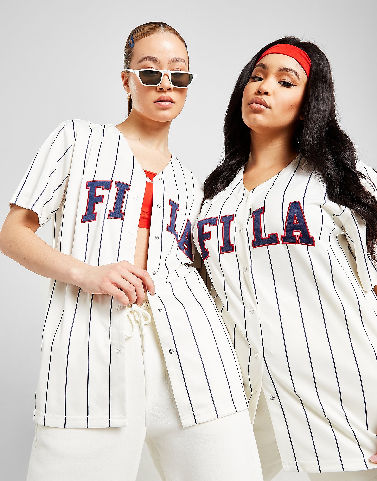 

Fila Stripe Baseball Shirt - Only at JD - White - Womens, White