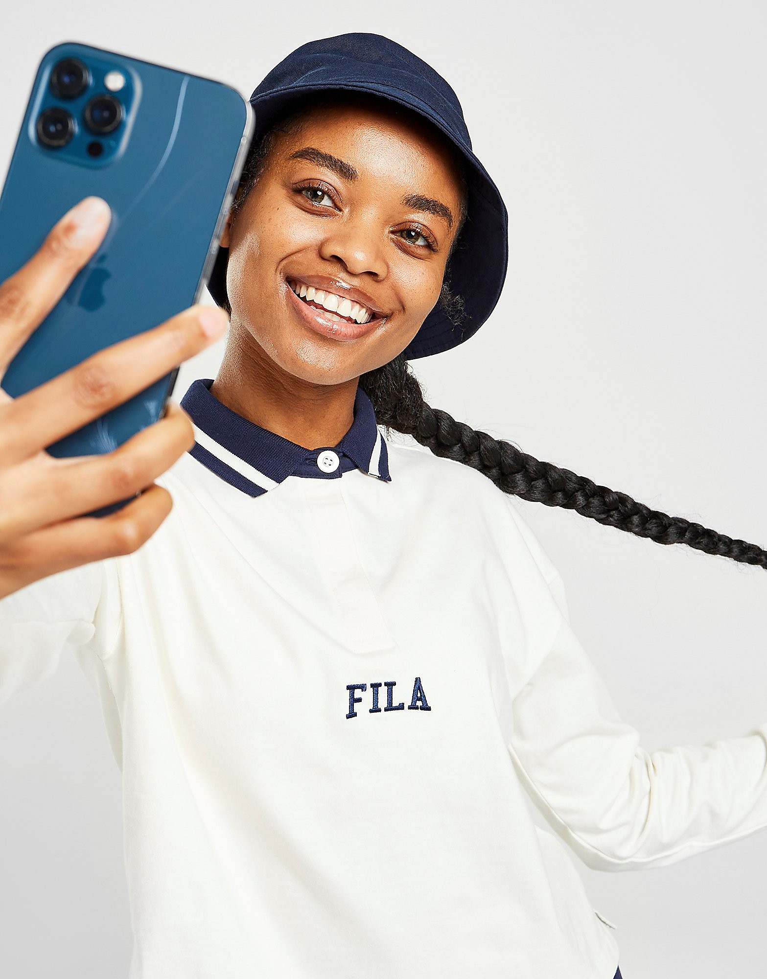 

Fila Long Sleeve Crop Rugby Shirt - Only at JD - White - Womens, White