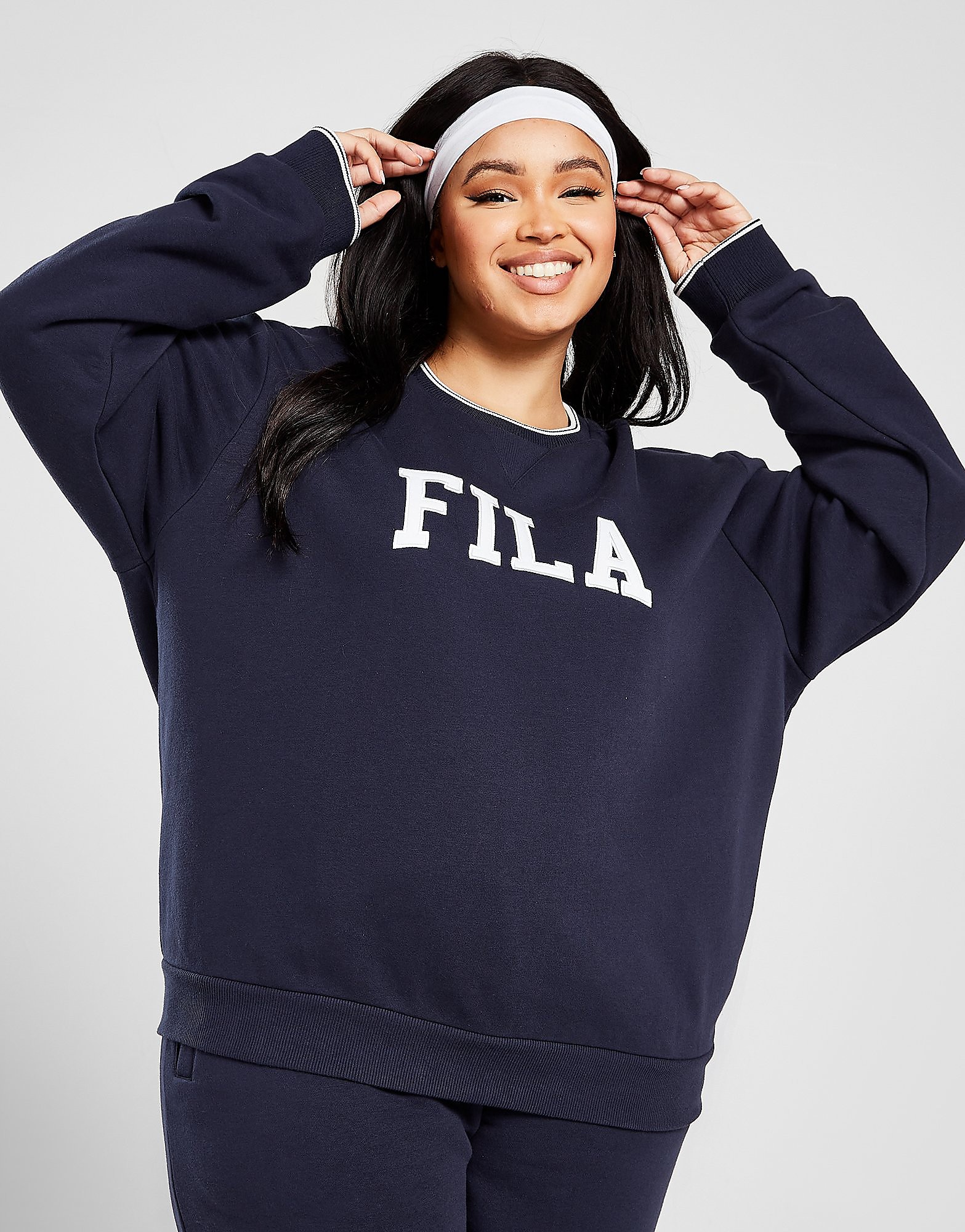 

Fila Plus Size Embroidered Logo Rib Crew Sweatshirt - Blue - Womens, Blue