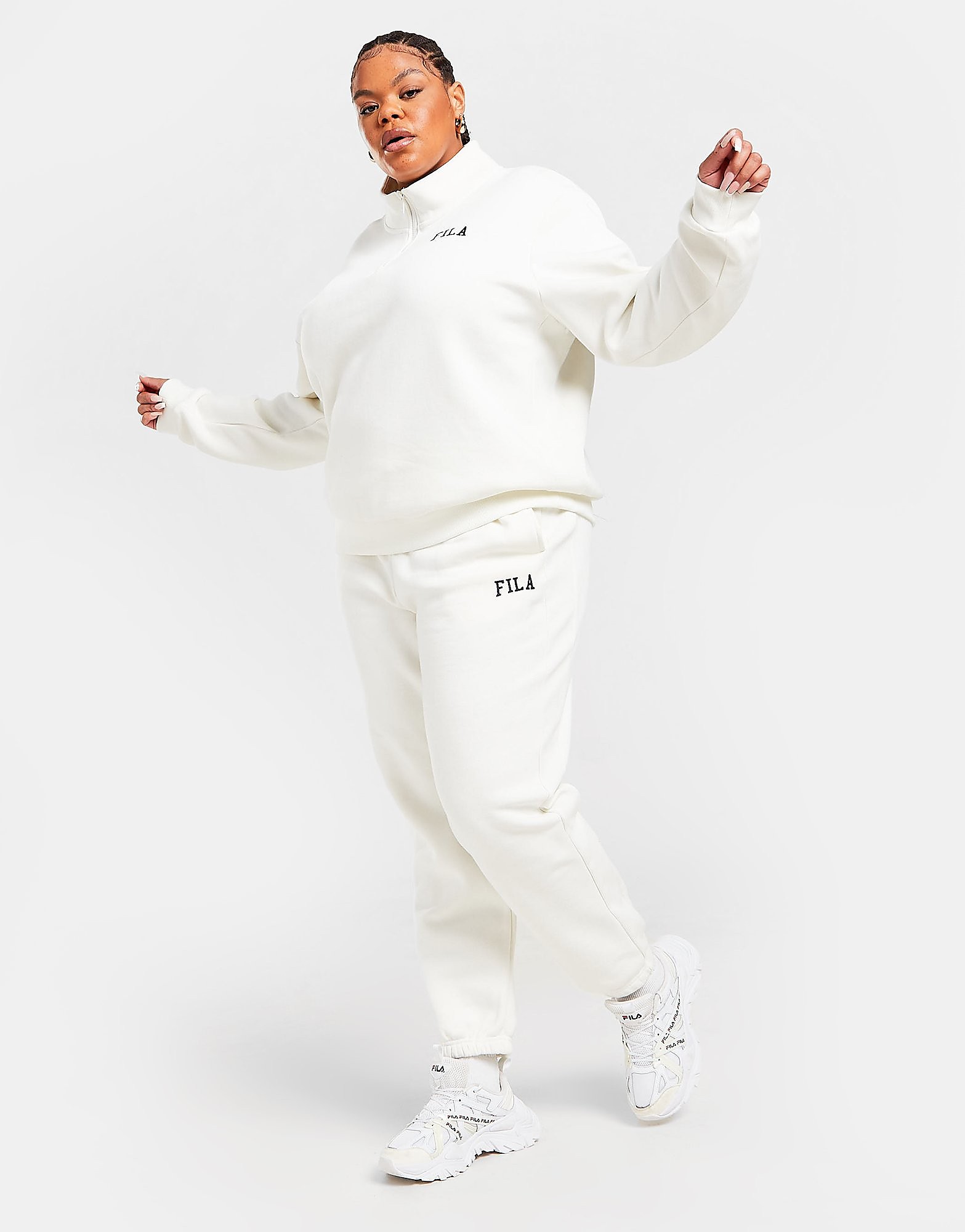 

Fila Rib Panel Plus Size Joggers - White - Womens, White