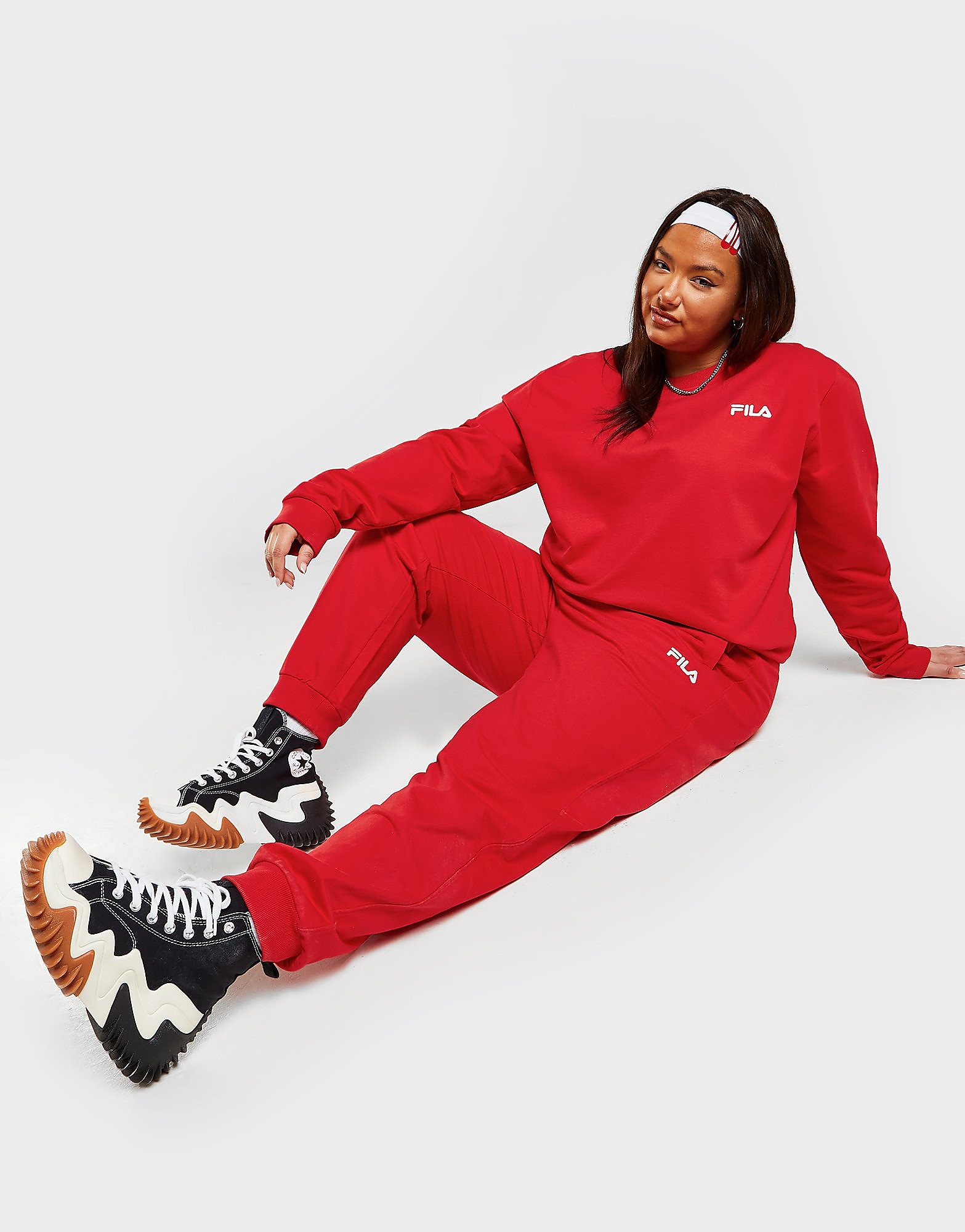 

Fila Plus Size Logo Crew Tracksuit - Red - Womens, Red
