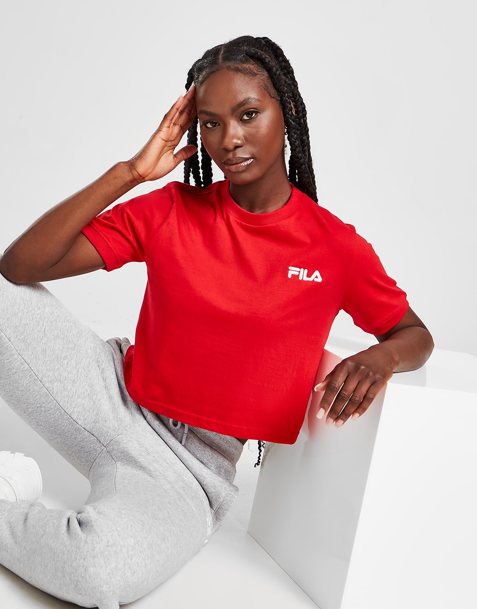 

Fila Core Logo Crop T-Shirt - Only at JD - Red - Womens, Red