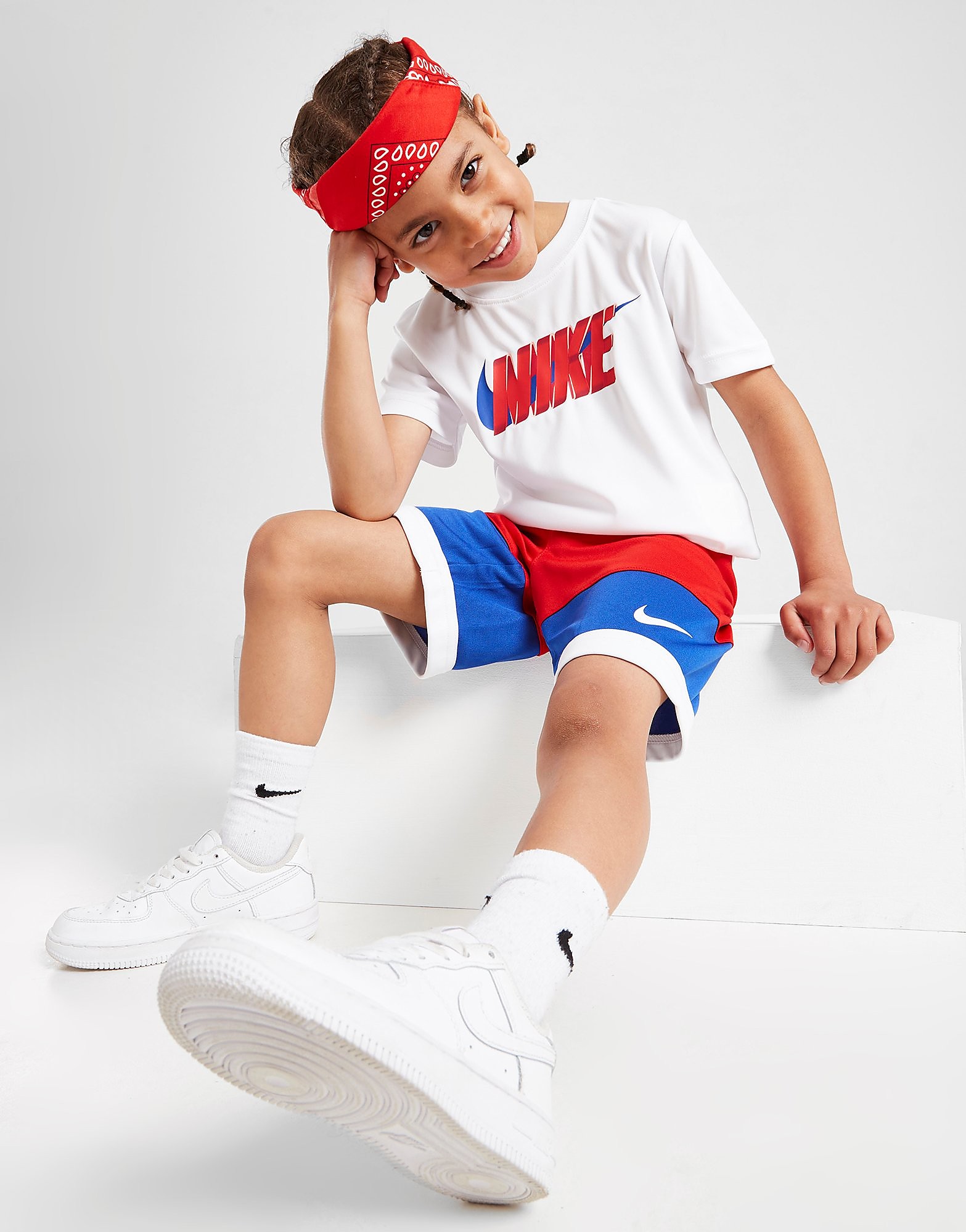 Nike Colour Block T-Shirt & Shorts Set Children - White - Kids, White