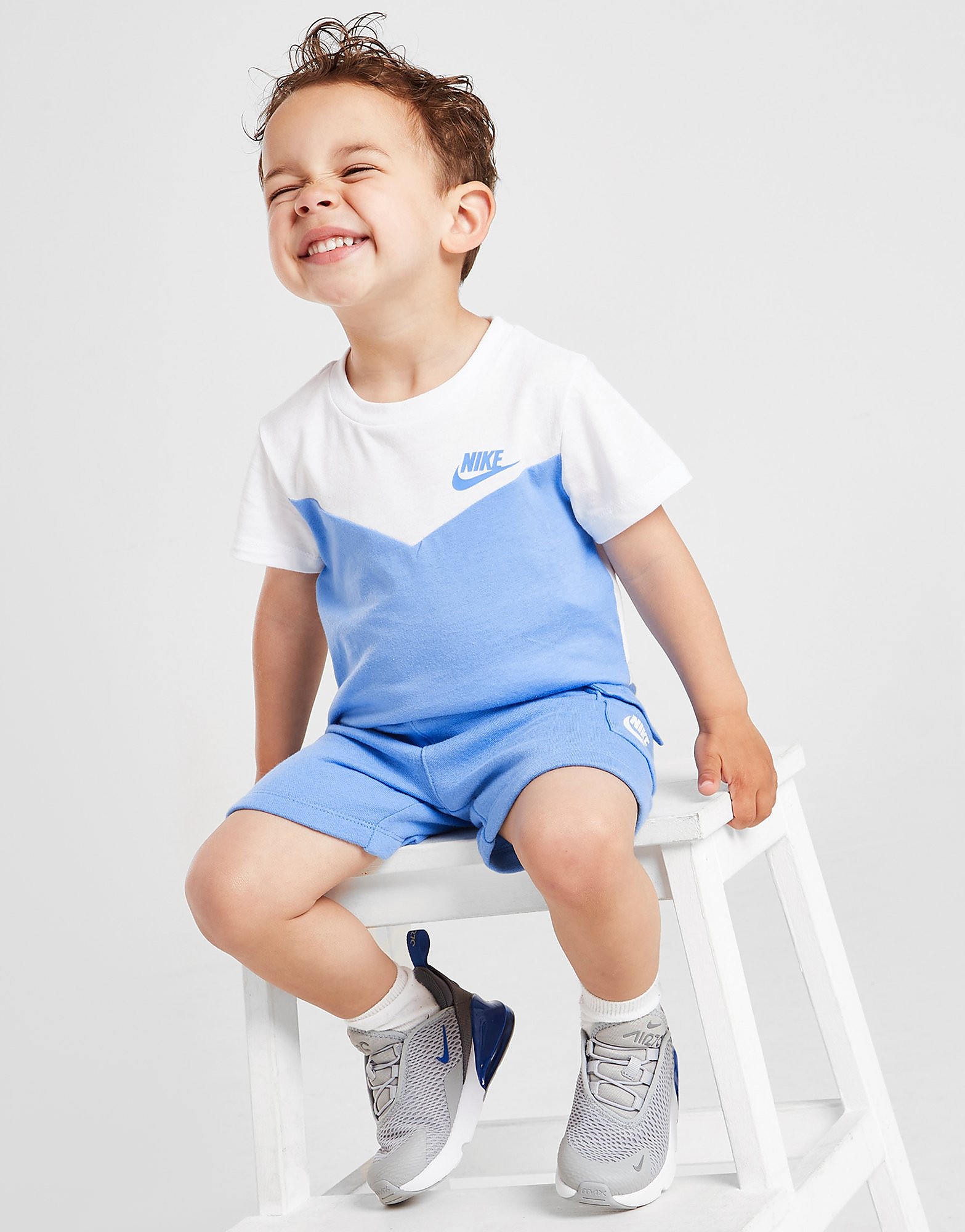 

Nike Colour Block Chevron T-Shirt/Shorts Set Infant - Only at JD - Blue/White - Kids, Blue/White