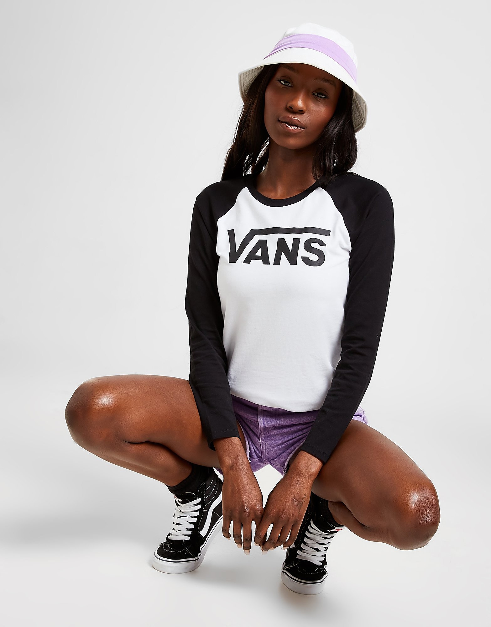 

Vans Raglan Long Sleeve T-Shirt - White - Womens, White