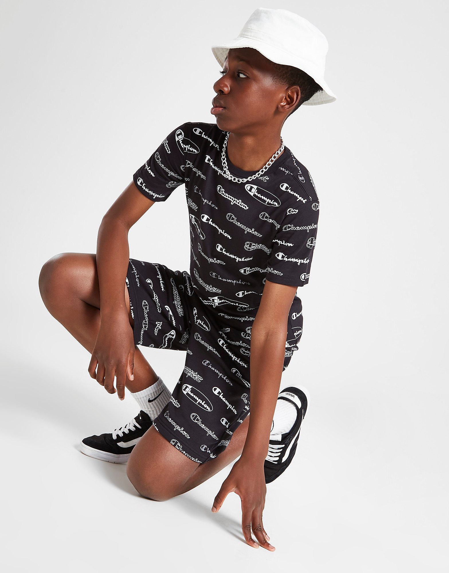 

Champion Oval All Over Print Shorts Junior - Black - Kids, Black