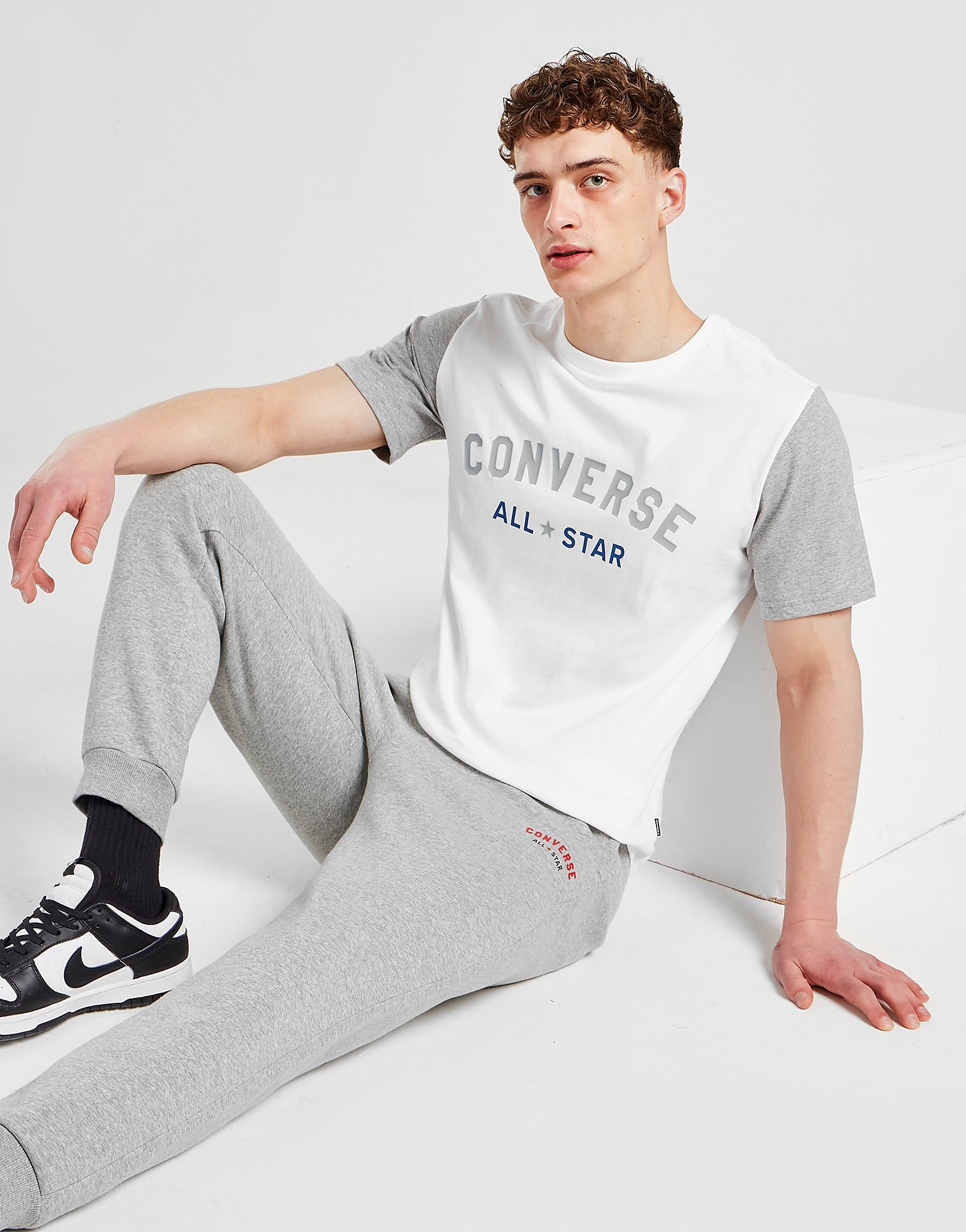 Converse Large Arch Logo Colour Block T-Shirt - Only at JD - White, White