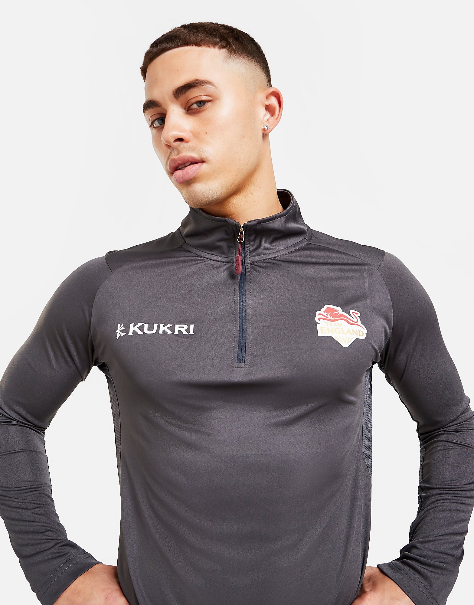 

Kukri Team England 1/4 Zip Long Sleeve Tech Top - Grey - Mens, Grey