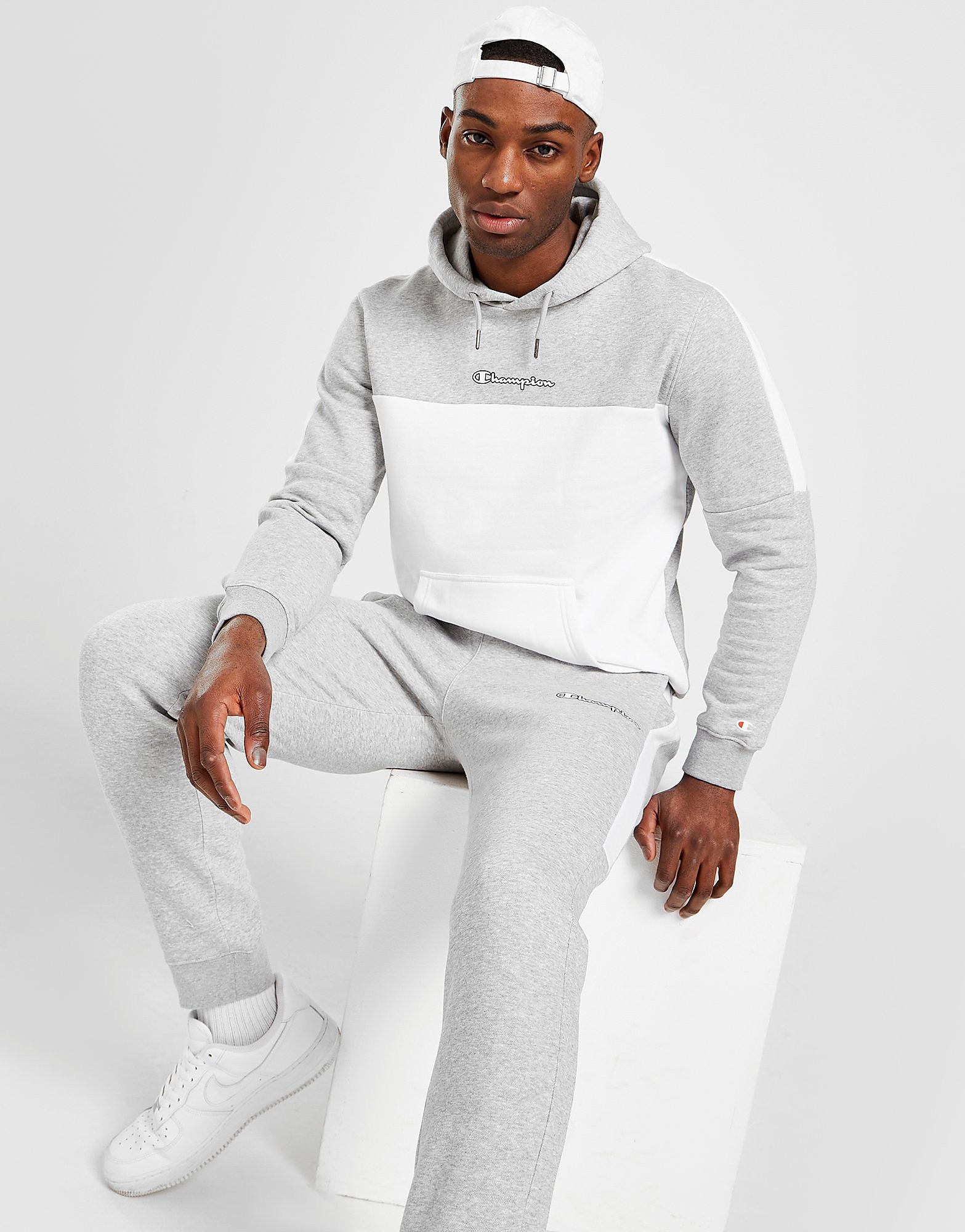 

Champion Colour Block Overhead Hoodie - Only at JD - White/Grey - Mens, White/Grey