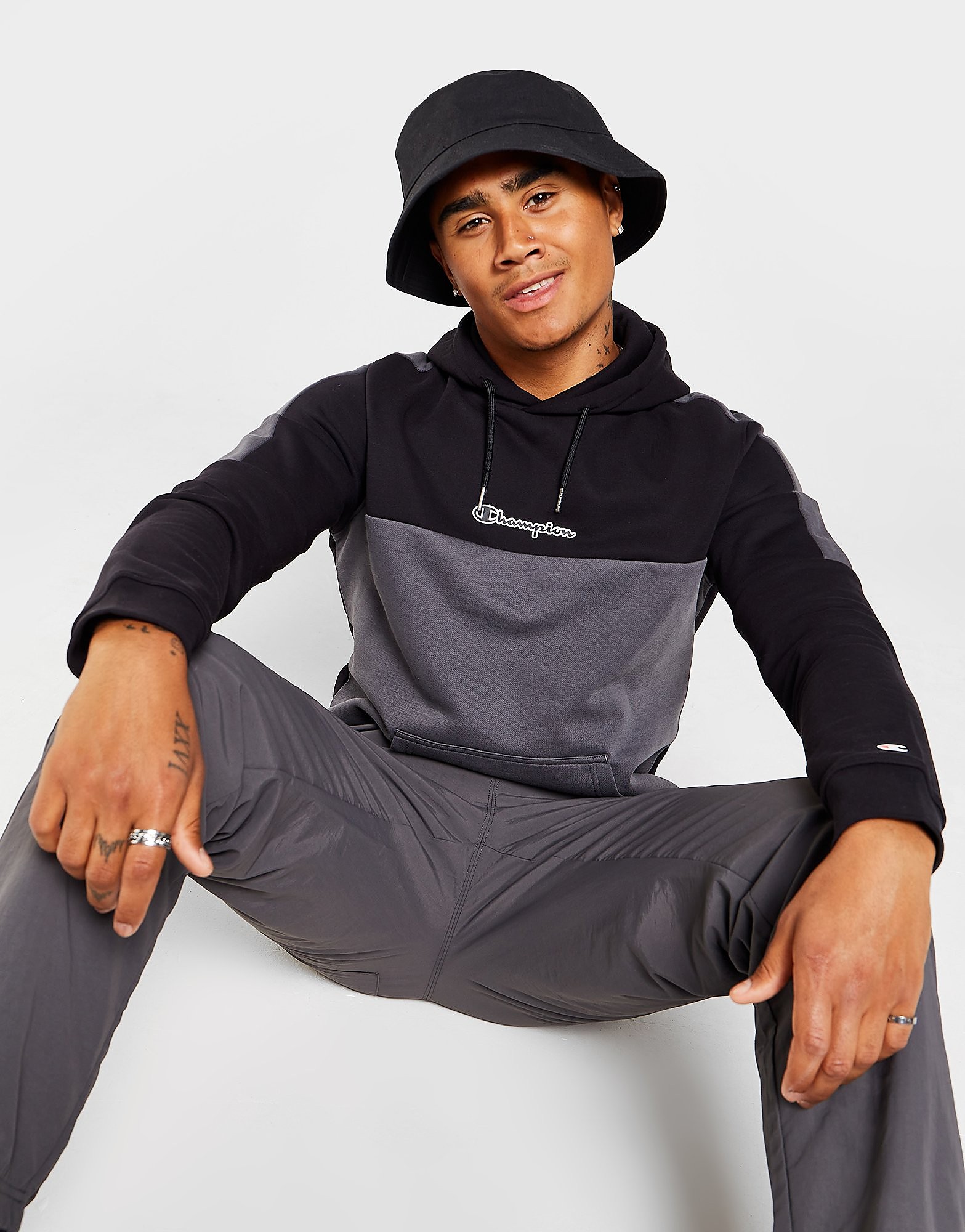 

Champion Colour Block Overhead Hoodie - Only at JD - Black/BLK/DGY - Mens, Black/BLK/DGY
