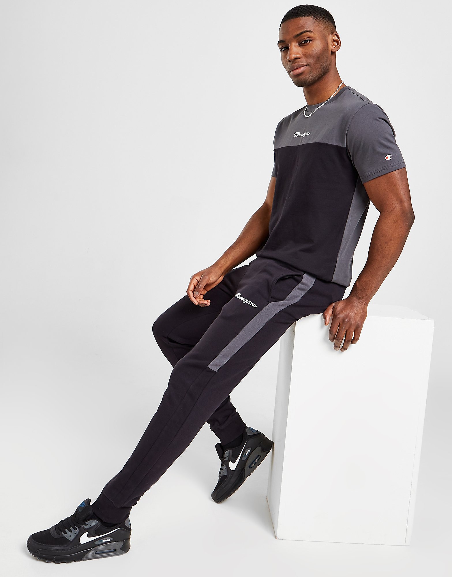 Champion Joggers Colour Block - Only at JD - Preto - Mens, Preto