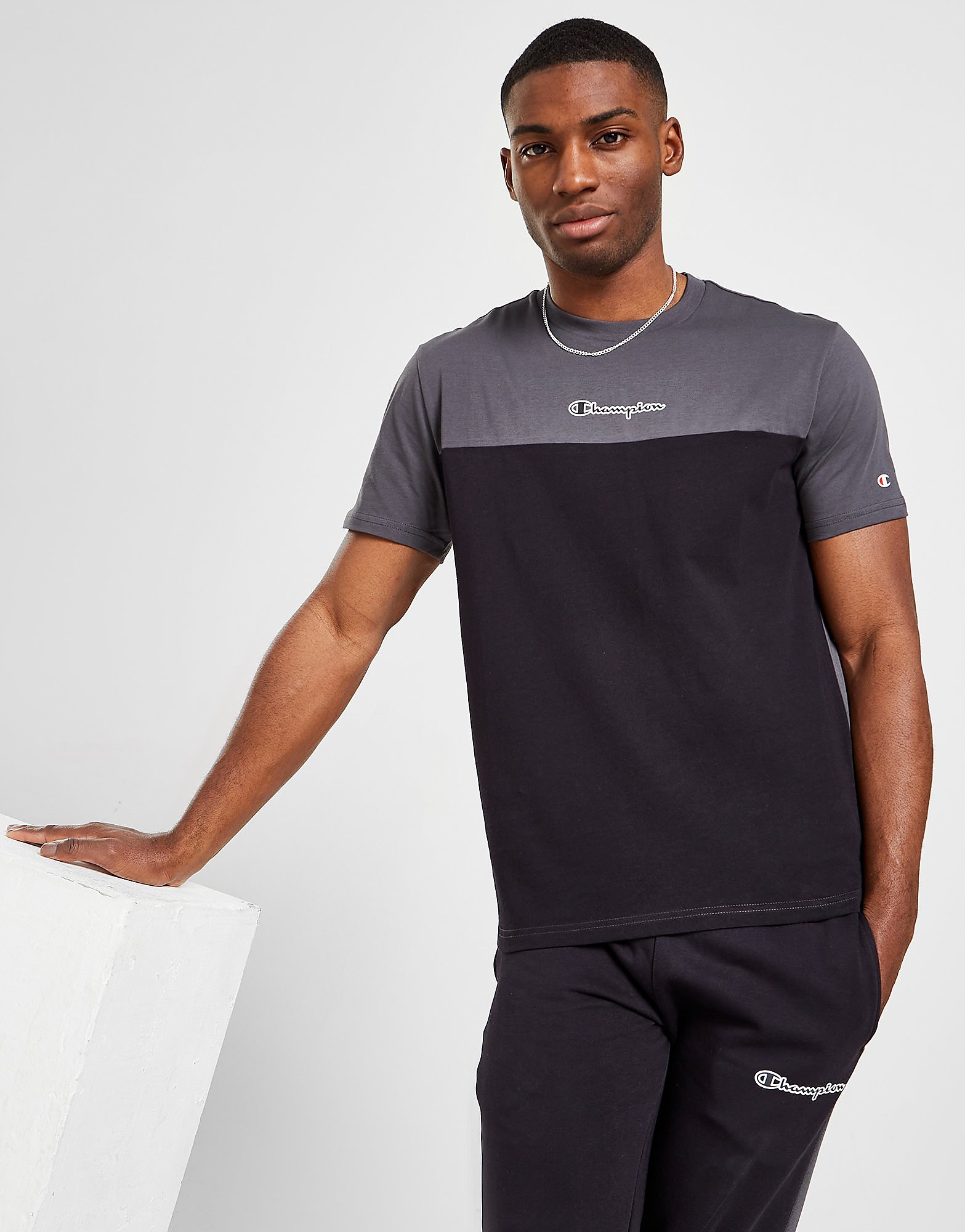 

Champion Colour Block T-Shirt - Only at JD - Black/Grey - Mens, Black/Grey