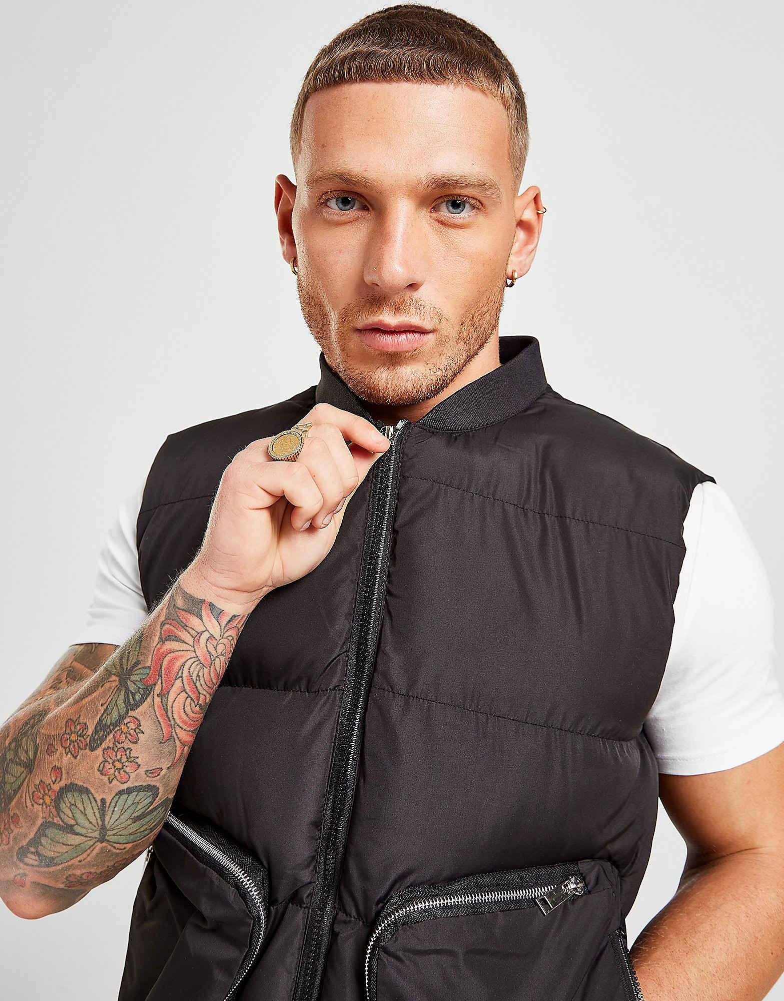 

Brave Soul Zac Zip Gilet - Black - Mens, Black