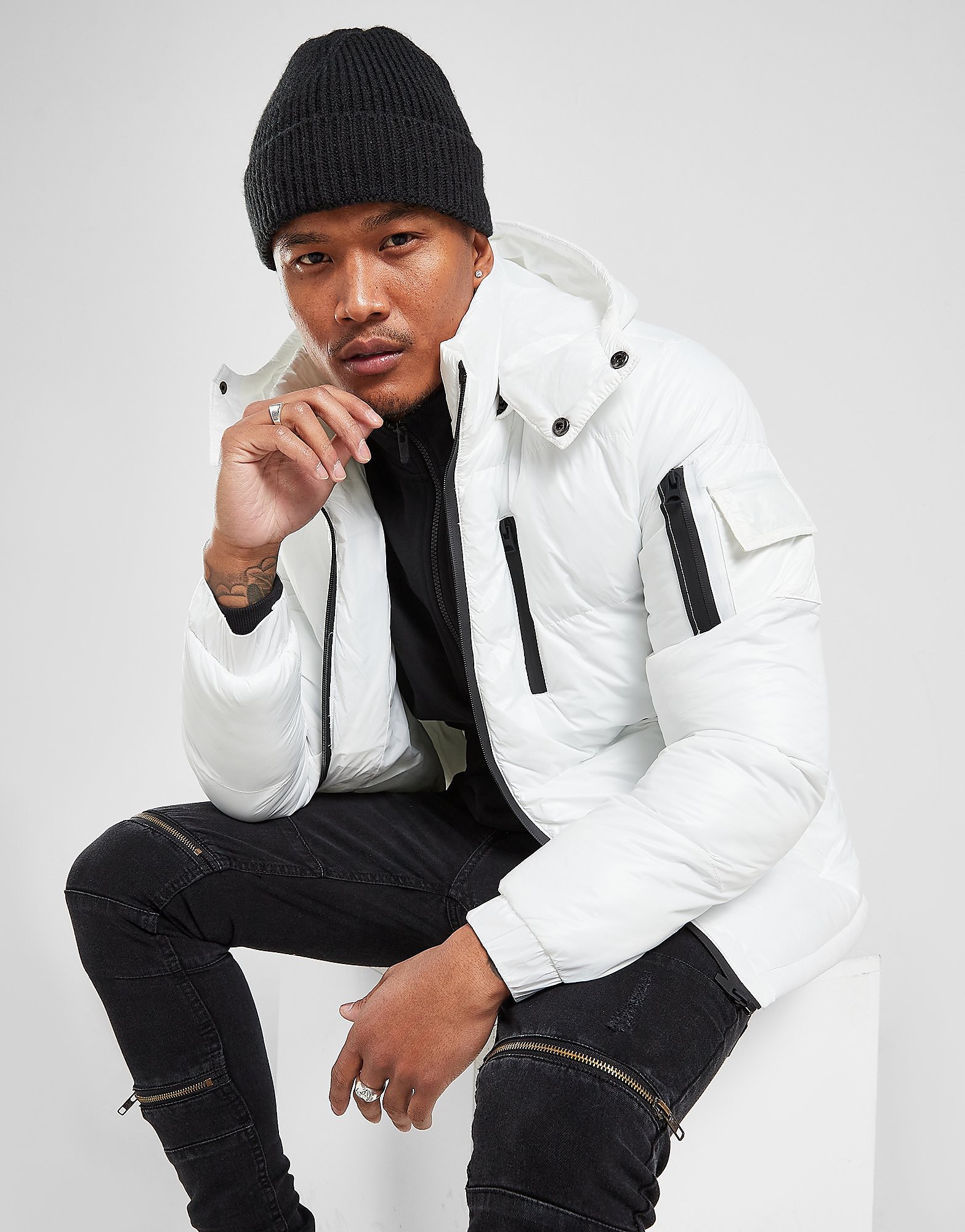 

Brave Soul Brockhall Puffer Jacket - White - Mens, White