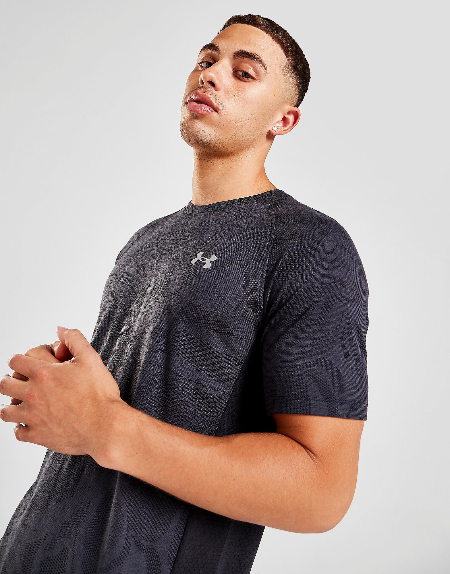 

Under Armour Streaker Jacquard T-Shirt - Black - Mens, Black