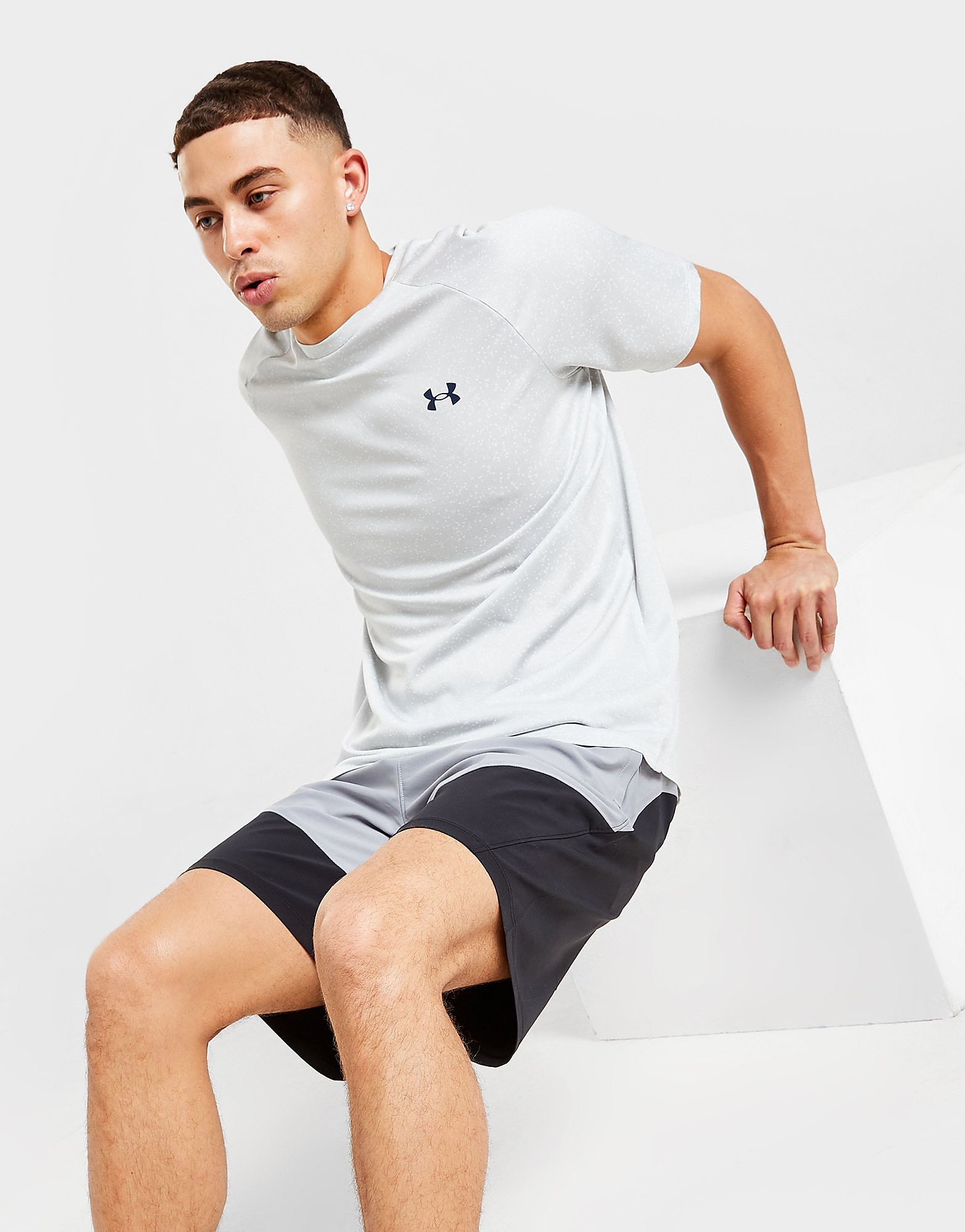Under Armour Tech All Over Print T-Shirt - White - Mens, White
