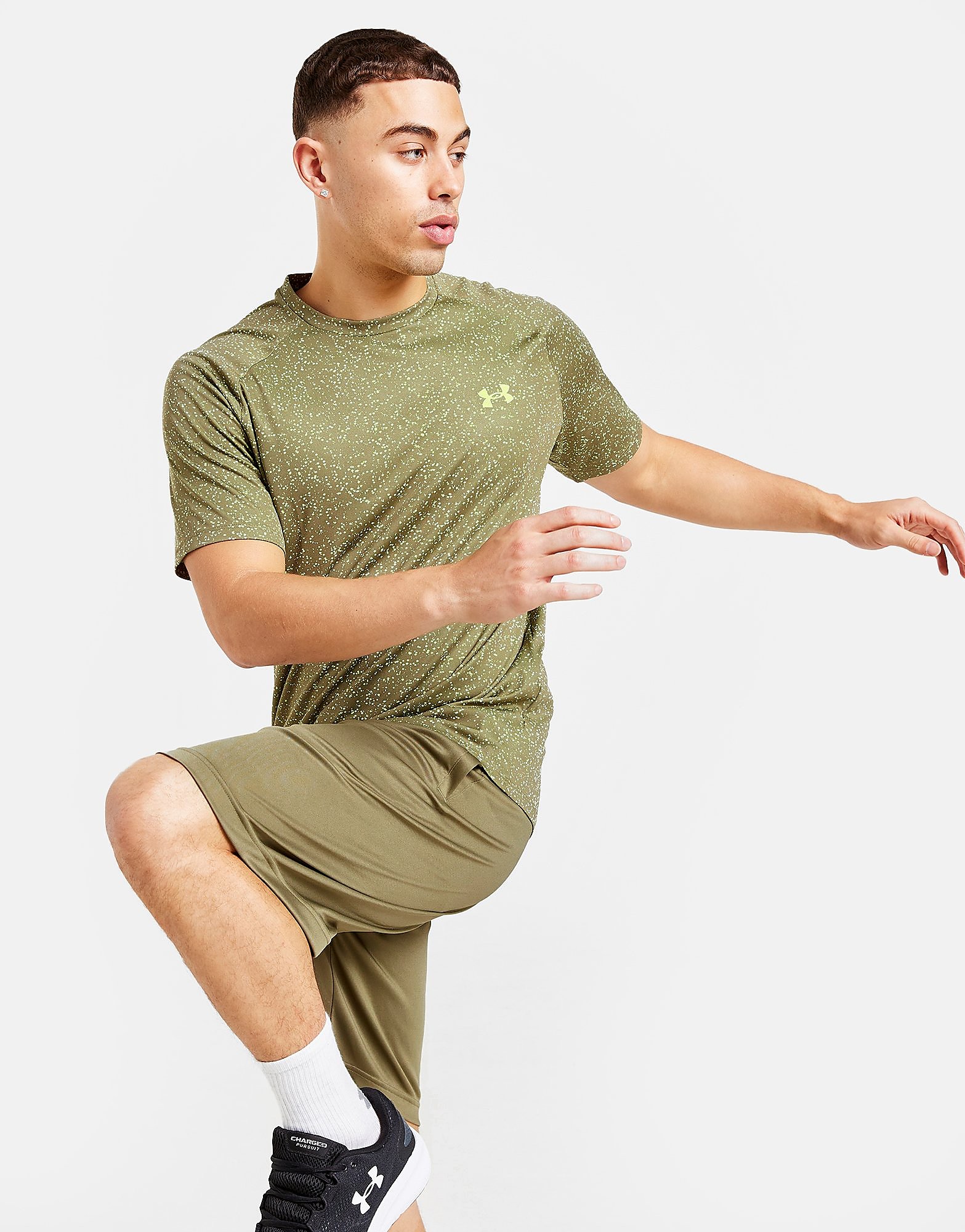 

Under Armour Tech All Over Print T-Shirt - Green/TENT/LIME - Mens, Green/TENT/LIME