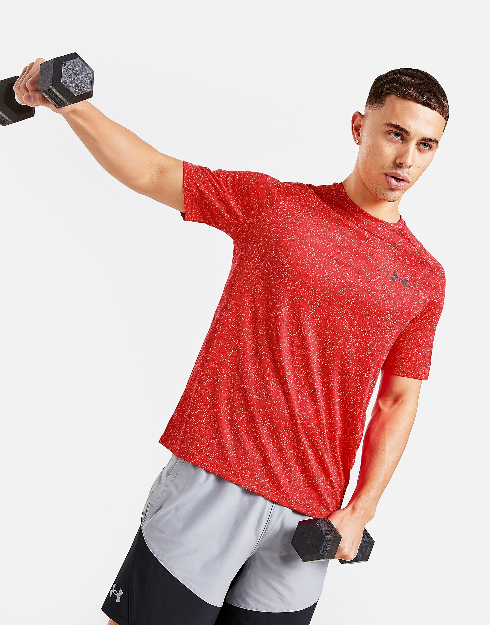 

Under Armour Tech All Over Print T-Shirt - Red - Mens, Red